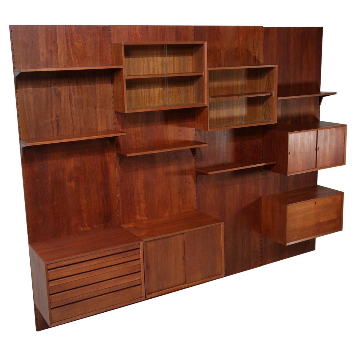 Large Danish Teak Wall Bookcase by Poul Cadovius 4 Sides, F139