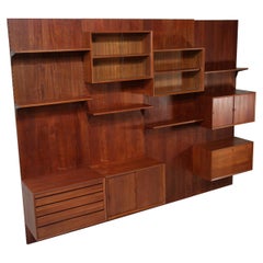 Vintage Large Danish Teak Wall Bookcase by Poul Cadovius 4 Sides, F139