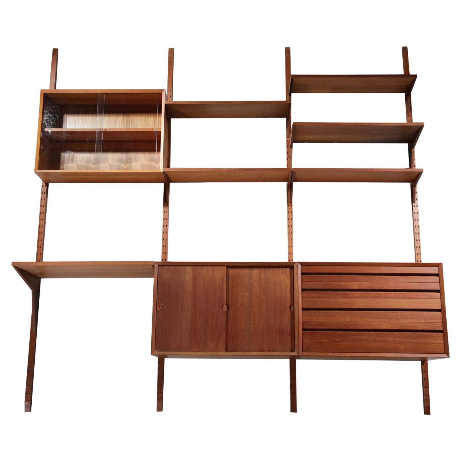 Large Danish Teak Wall Bookcase "ladder" by Poul Cadovius, F140 For