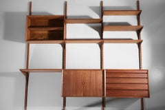 Large Danish Teak Wall Bookcase "ladder" by Poul Cadovius, F140