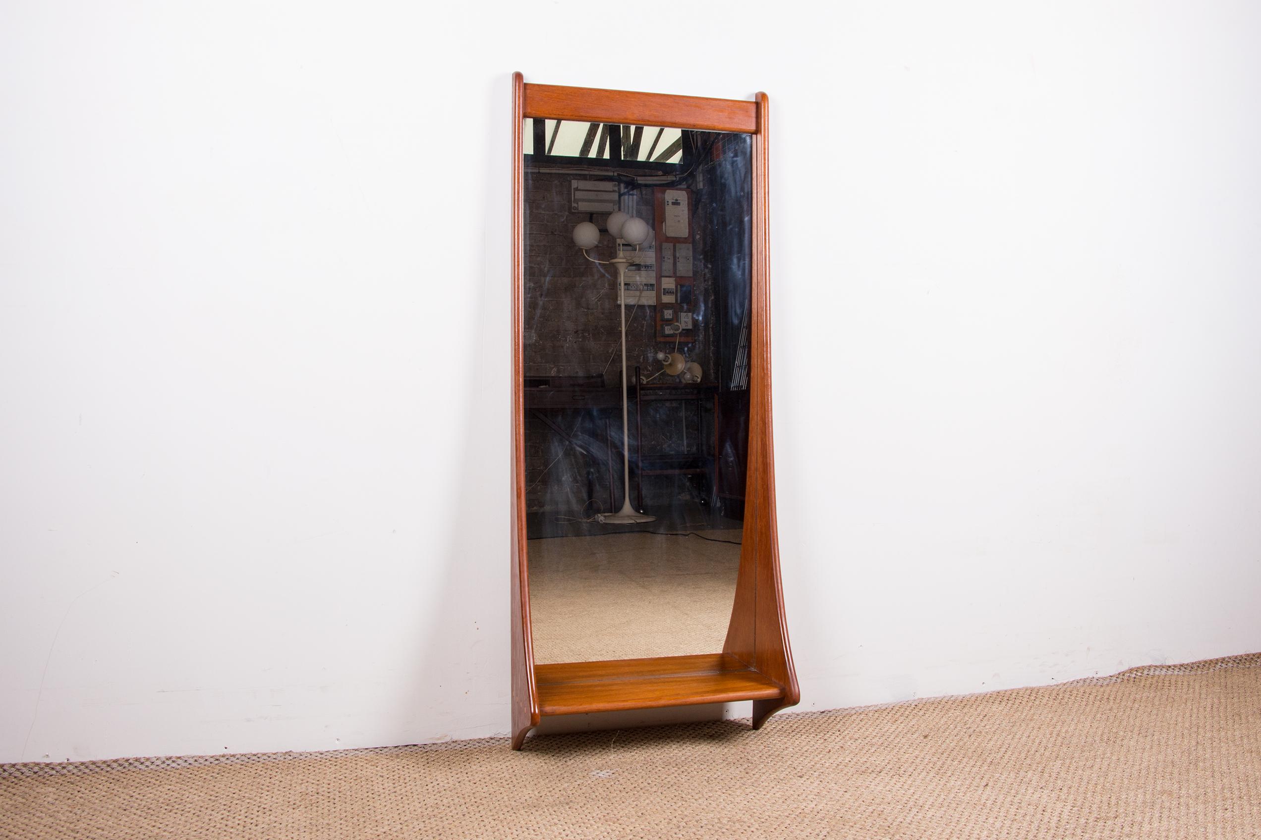 Grande specchio da parete danese in teak di Pedersen & Hansen 1960. in vendita 3
