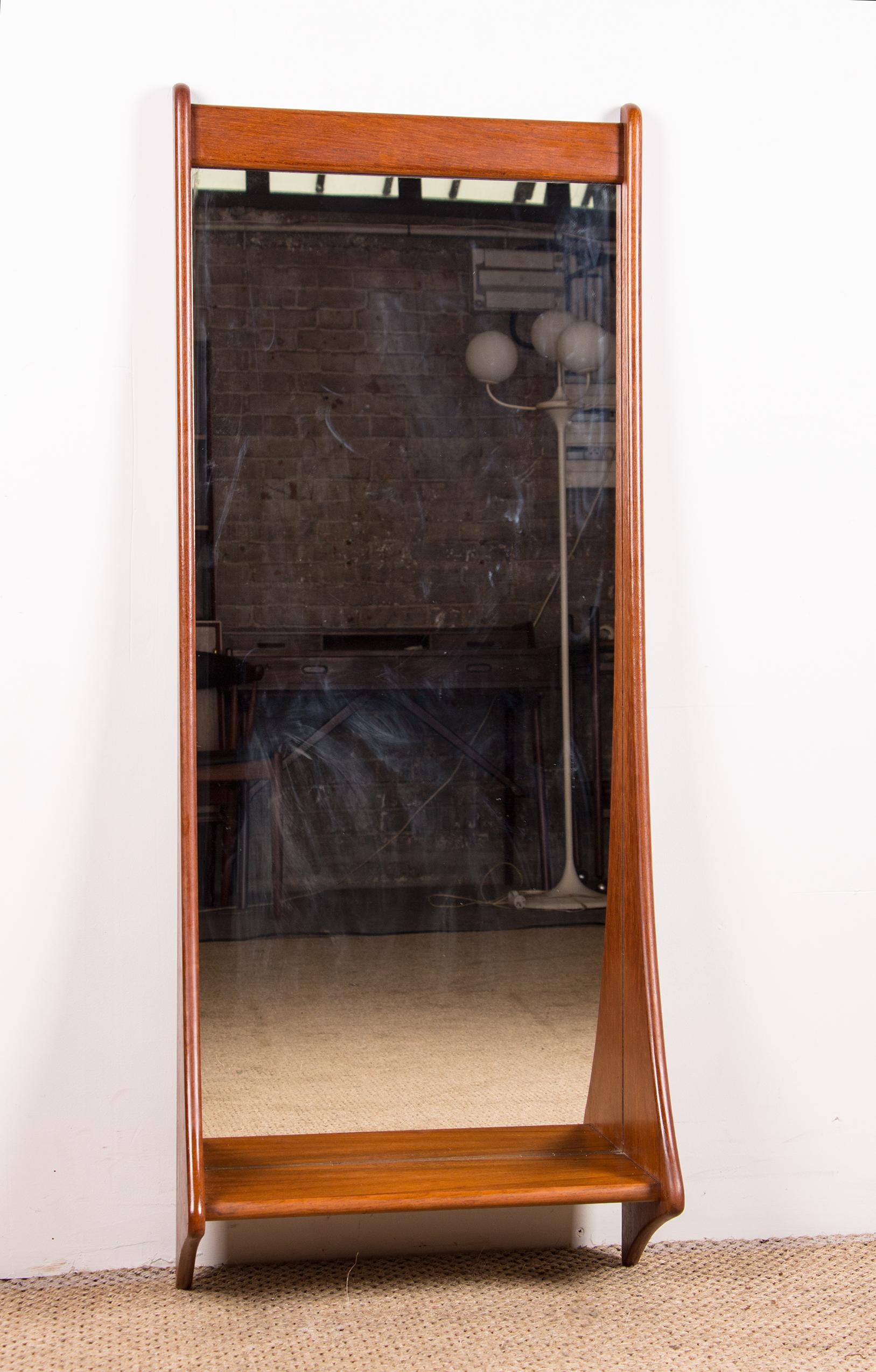 Glass Large Danish Teak wall mirror by Pedersen and Hansen 1960. For Sale