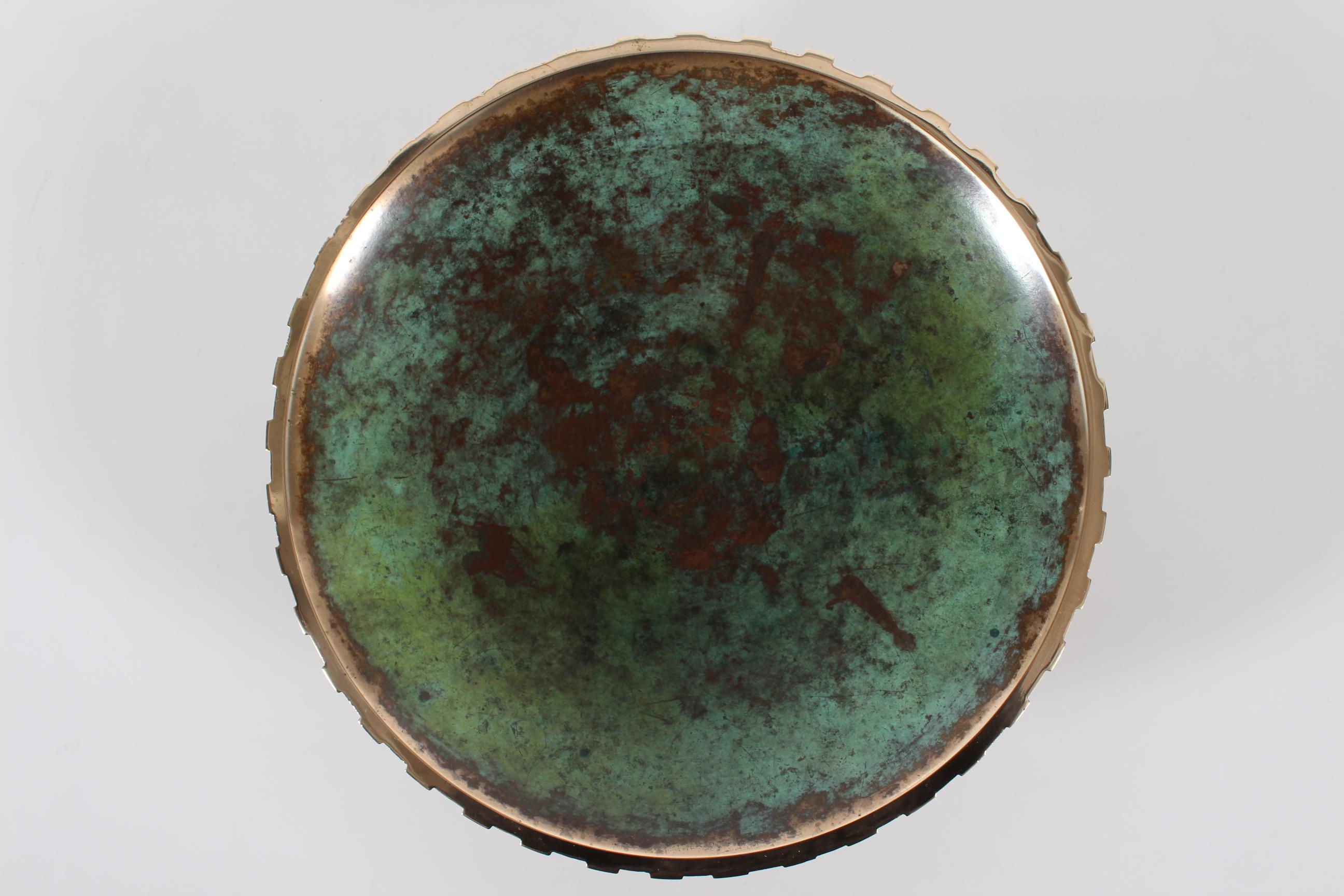 Mid-20th Century Large Danish Tinos Art Deco Bronze Dish with Verdigris Patina Denmark 1940s For Sale