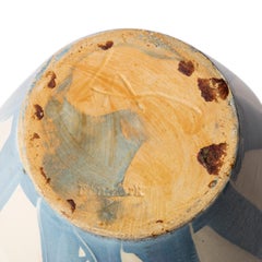Large Danish vase with light blue stripes on a cream colored base