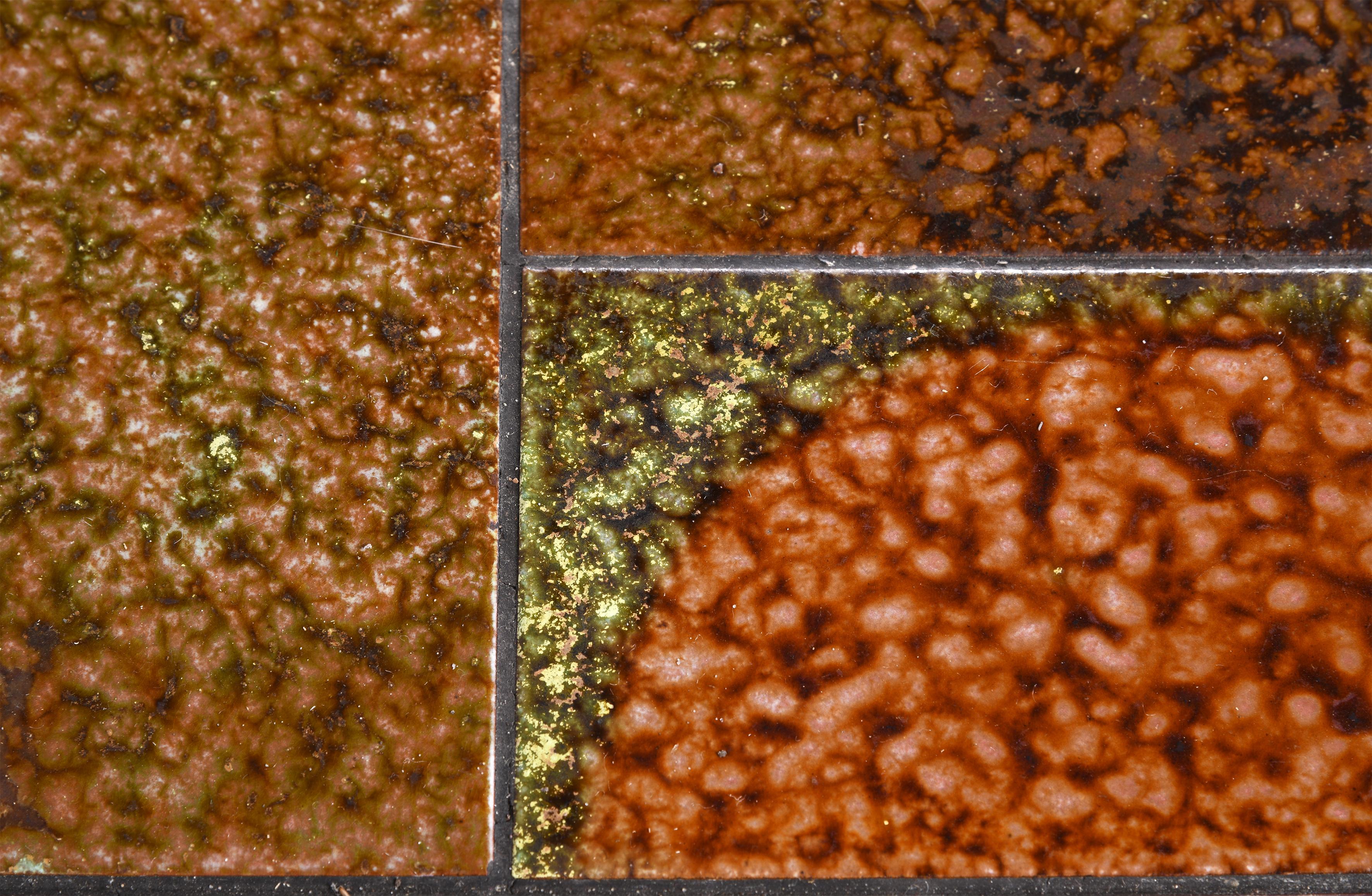 Large danish vintage coffee table wood & ceramic with or without wheels from 60s For Sale 8