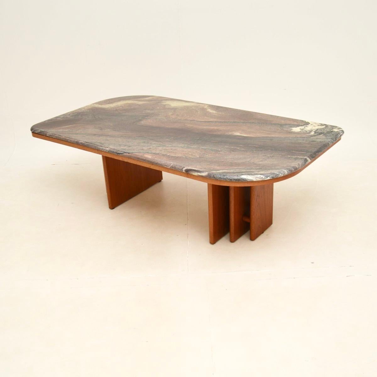 Late 20th Century Large Danish Vintage Marble Top Coffee Table