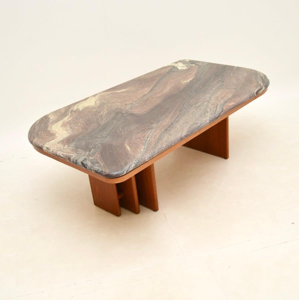 Large Danish Vintage Marble Top Coffee Table 2