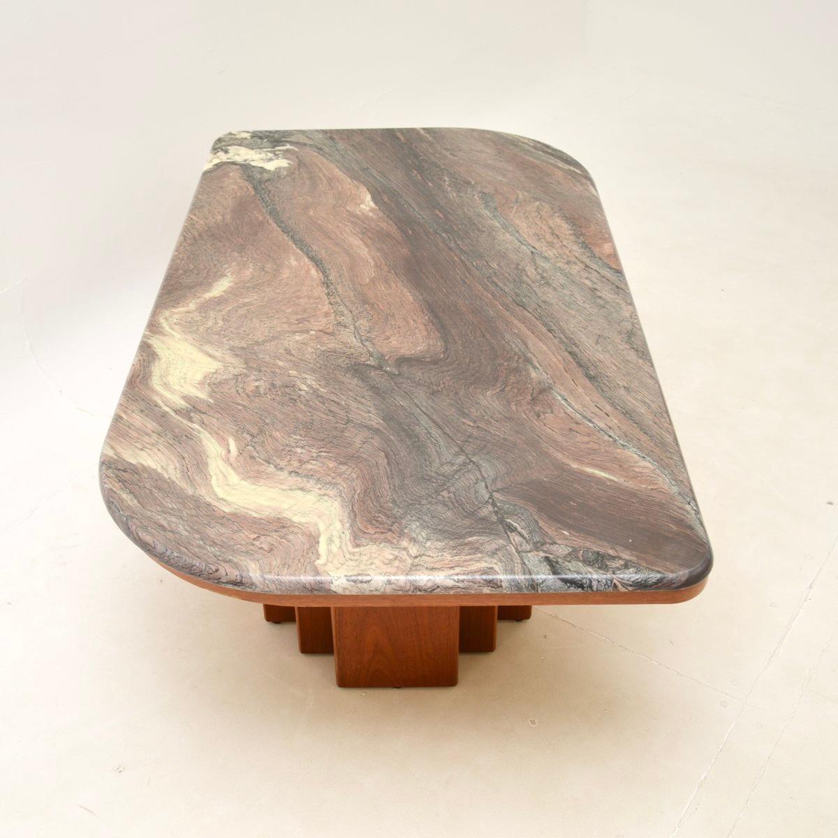 Large Danish Vintage Marble Top Coffee Table 3