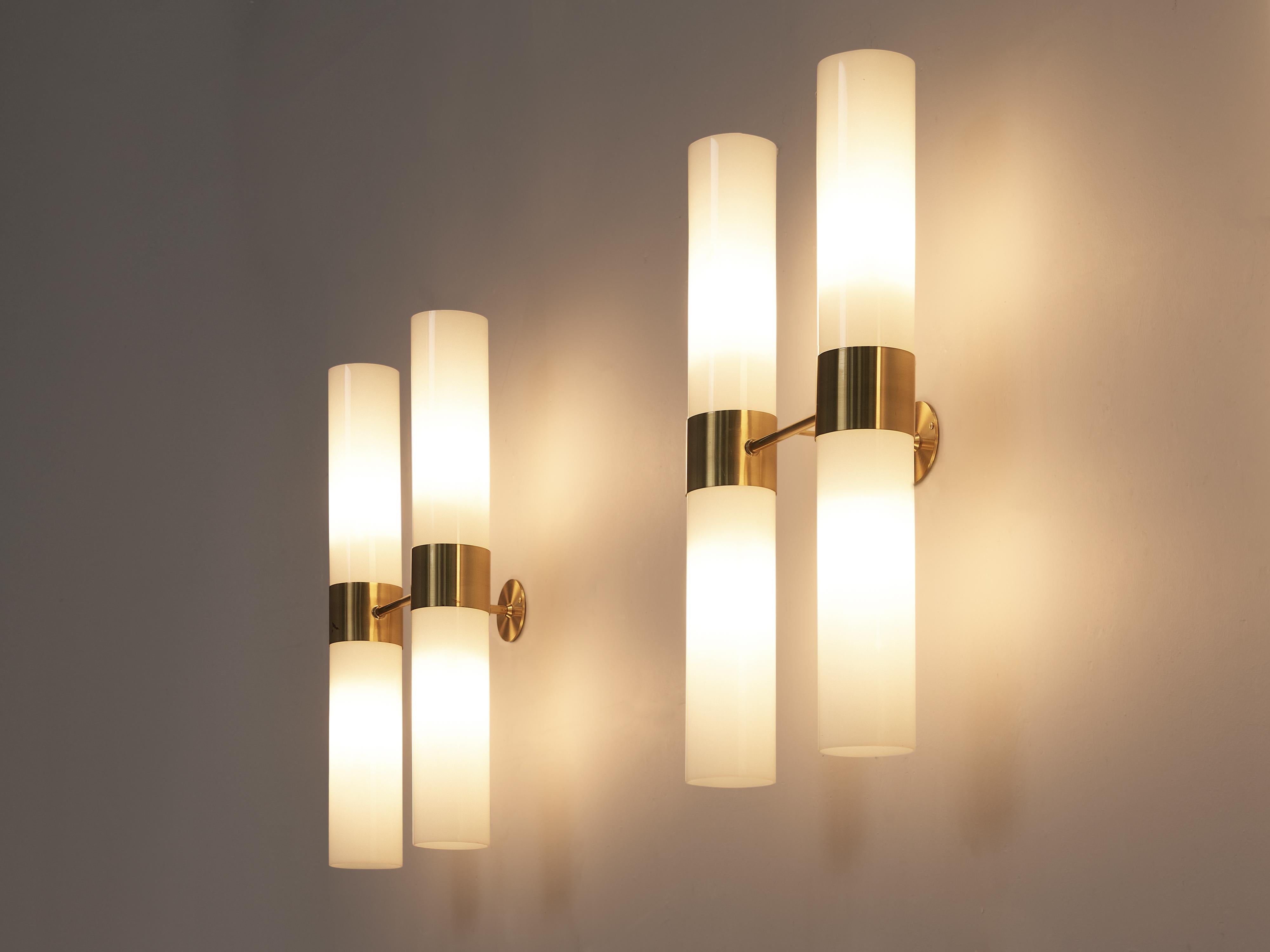 Mid-20th Century Large Danish Wall Lamps in Brass and Acrylic