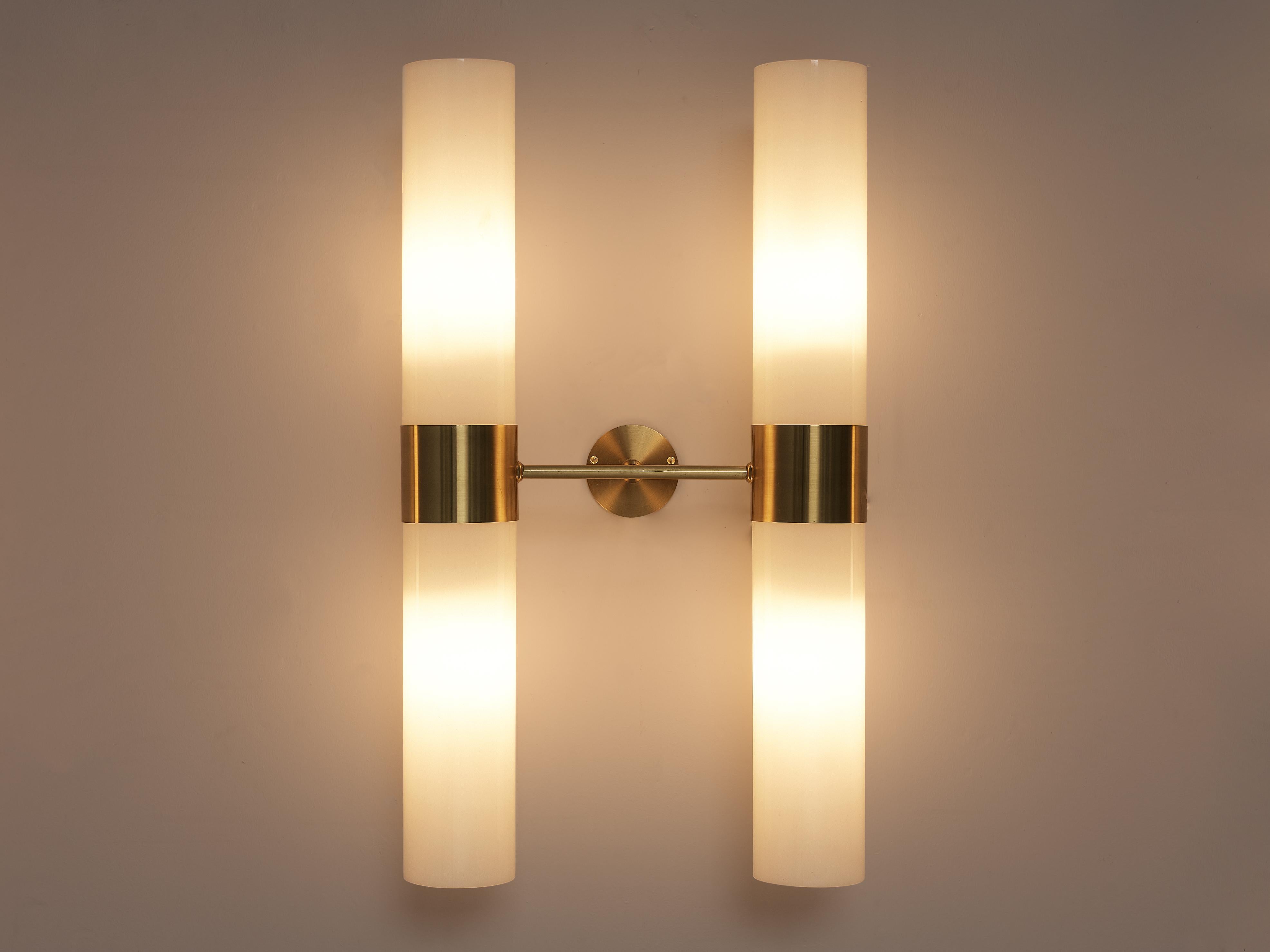 Large Danish Wall Lamps in Brass and Acrylic 1