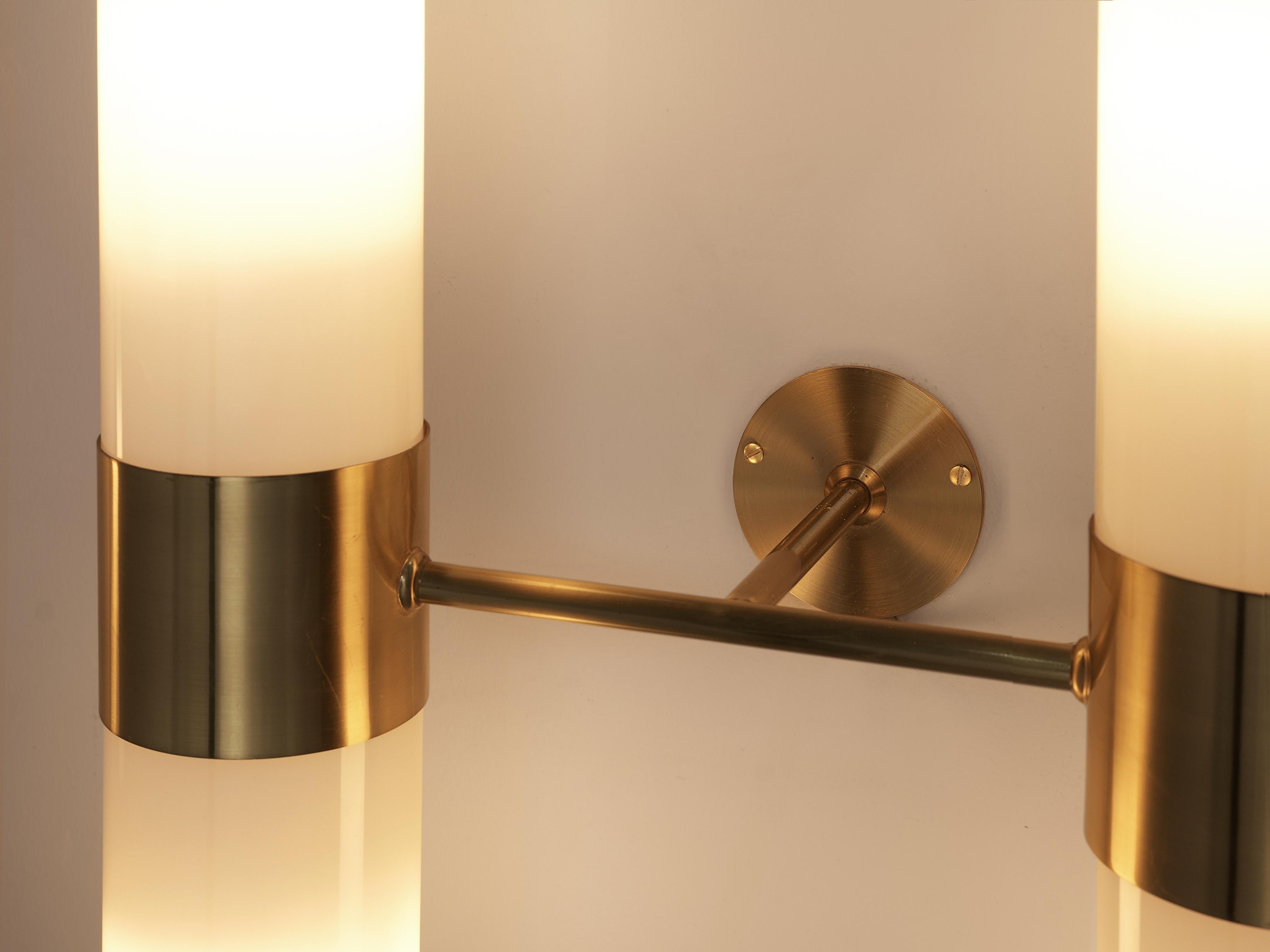 Large Danish Wall Lamps in Brass and Acrylic 3