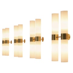 Large Danish Wall Lamps in Brass and Acrylic