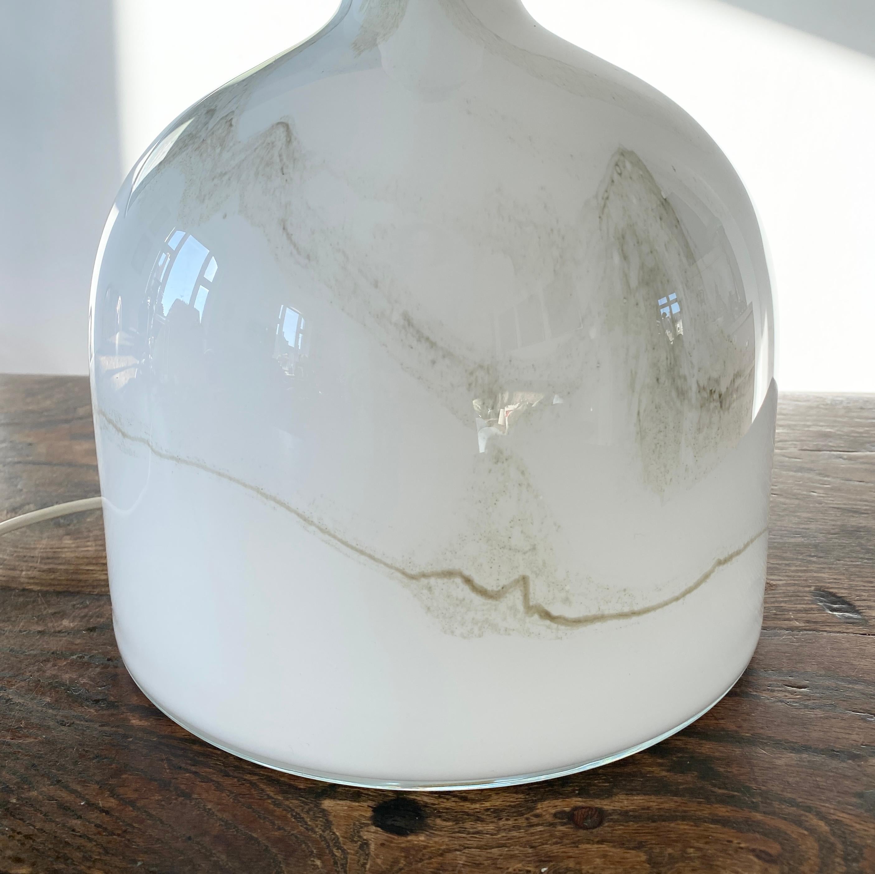 Large Danish White Grey Opaline Art Glass Lamp by Michael Bang for Holmegaard For Sale 7
