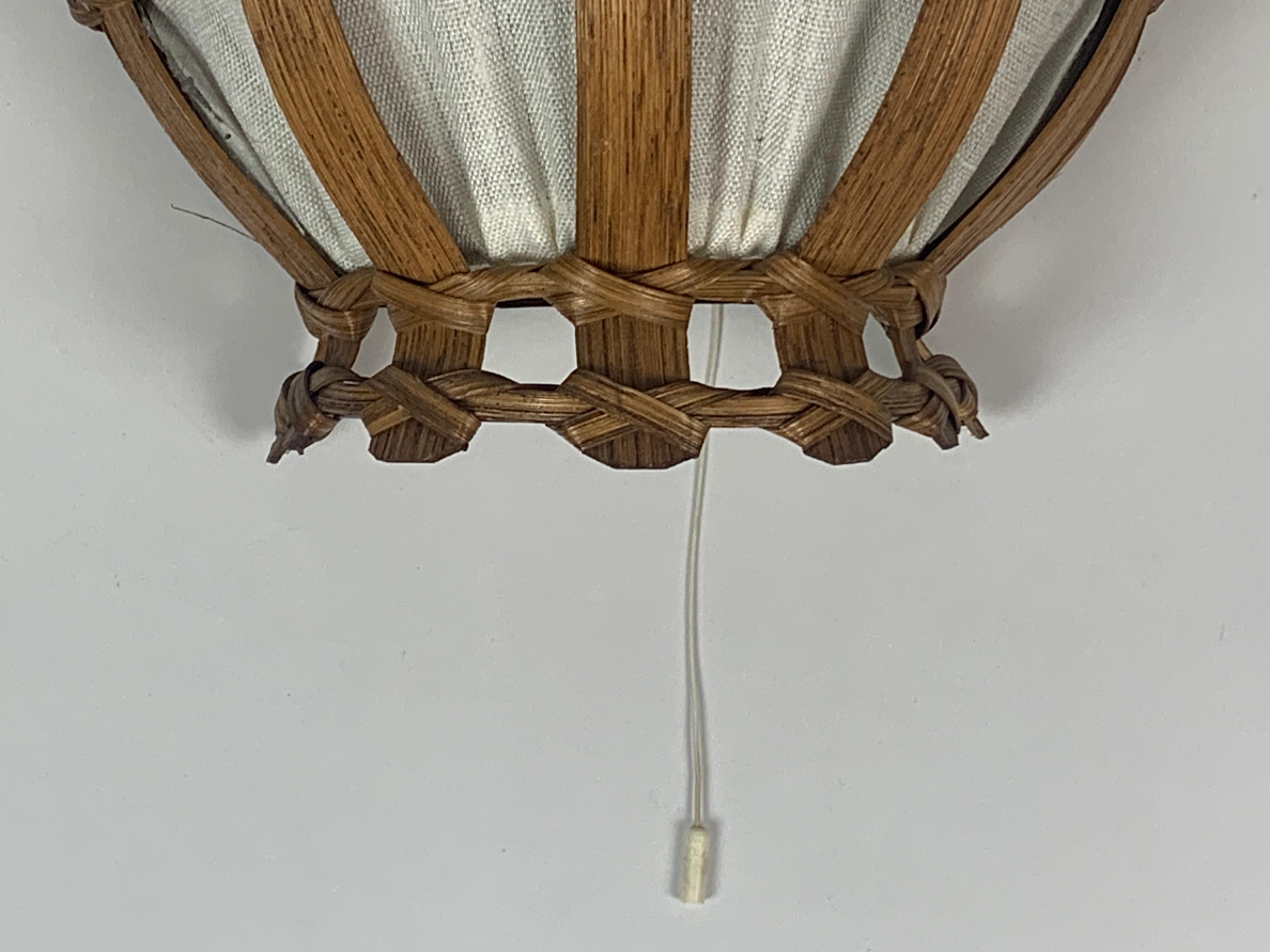 Große dänische Wandleuchter aus Holzfurnier und Stoff, 1970er Jahre, 2er-Set, Set im Angebot 5