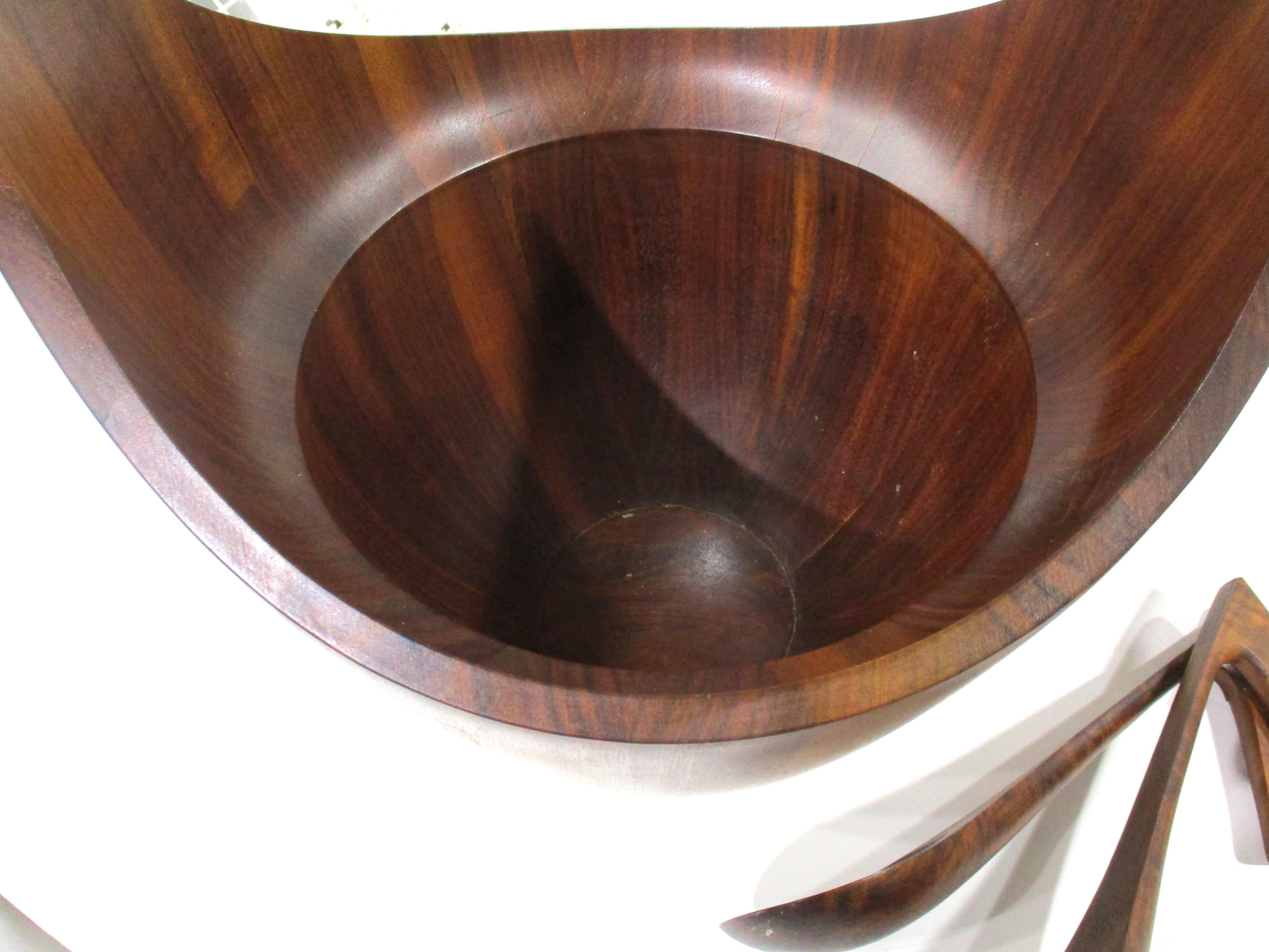 Large Dansk Rosewood Serving Bowl w/ Spoons by Jens Quistgaard  For Sale 6
