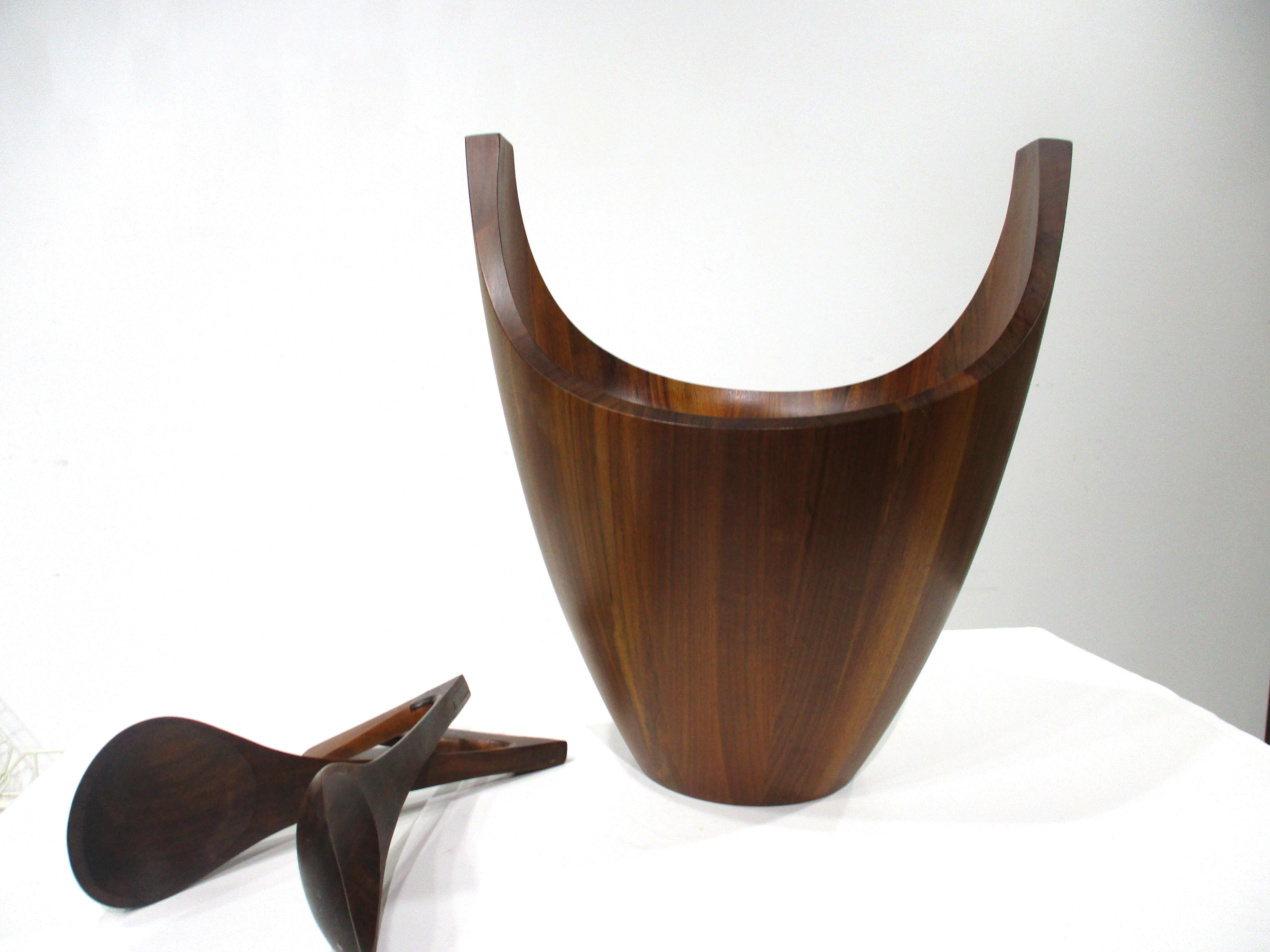 Mid-Century Modern Large Dansk Rosewood Serving Bowl w/ Spoons by Jens Quistgaard  For Sale