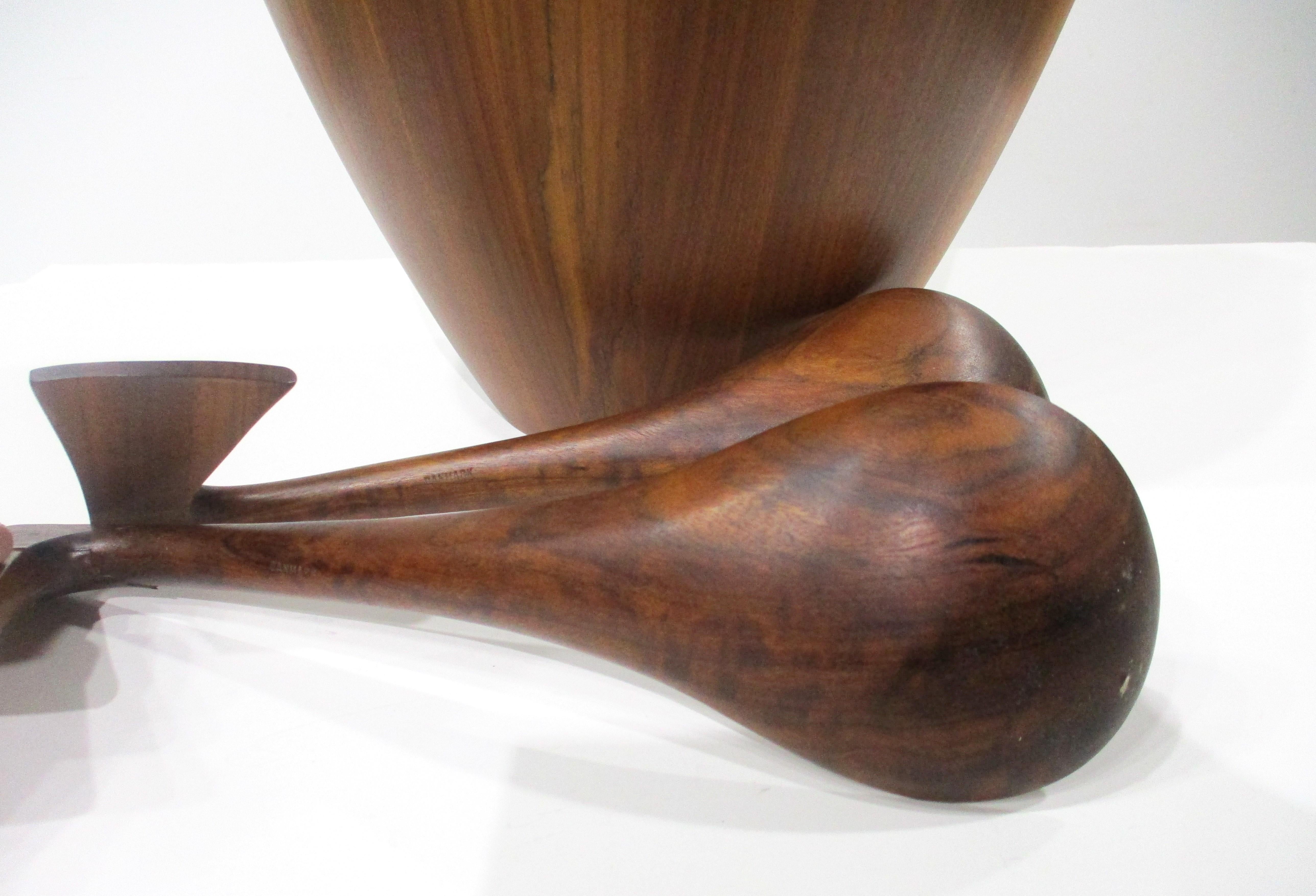 Large Dansk Rosewood Serving Bowl w/ Spoons by Jens Quistgaard  For Sale 3