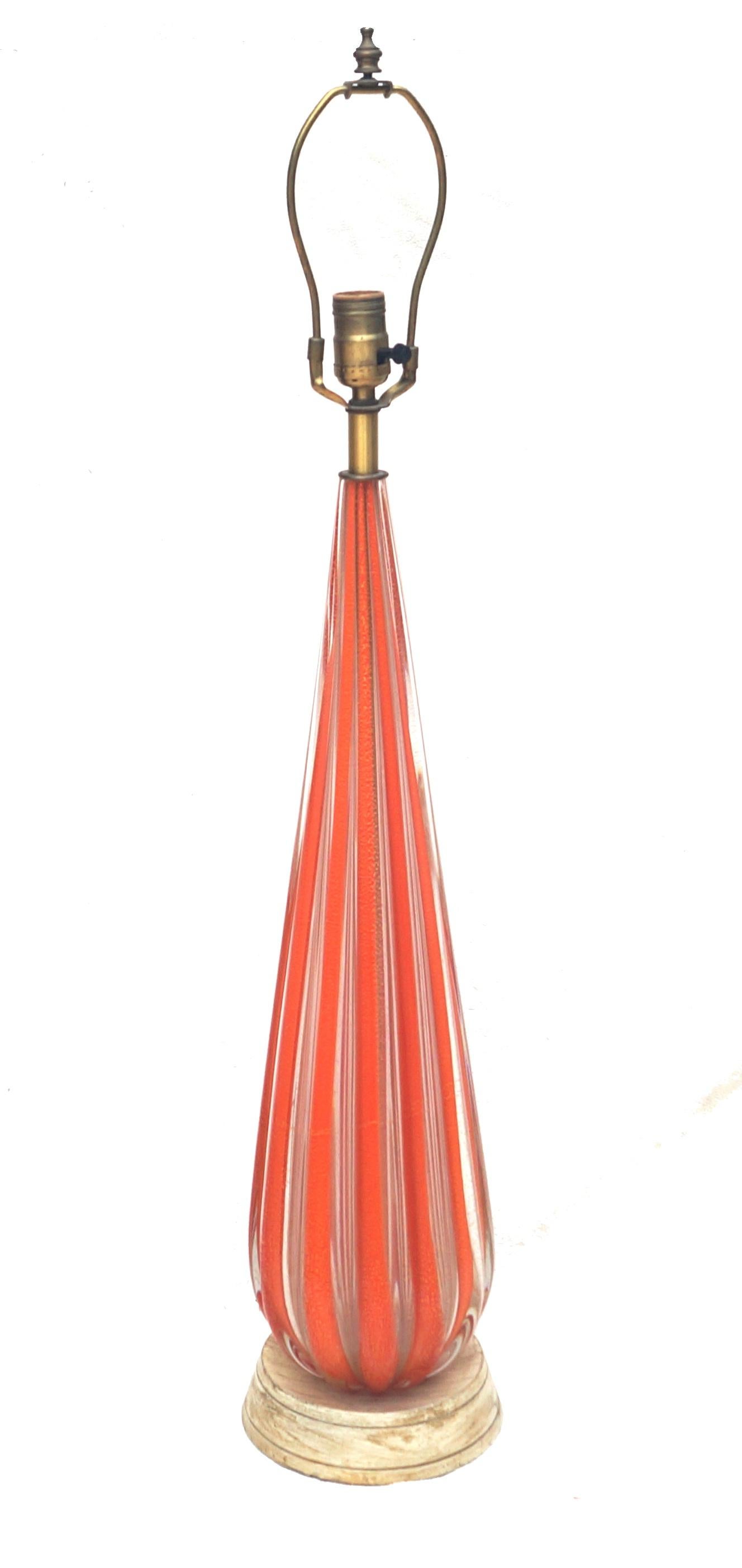 Große Dante Cerza Camer Muranoglas-Tischlampe mit Originaletikett (Moderne der Mitte des Jahrhunderts)