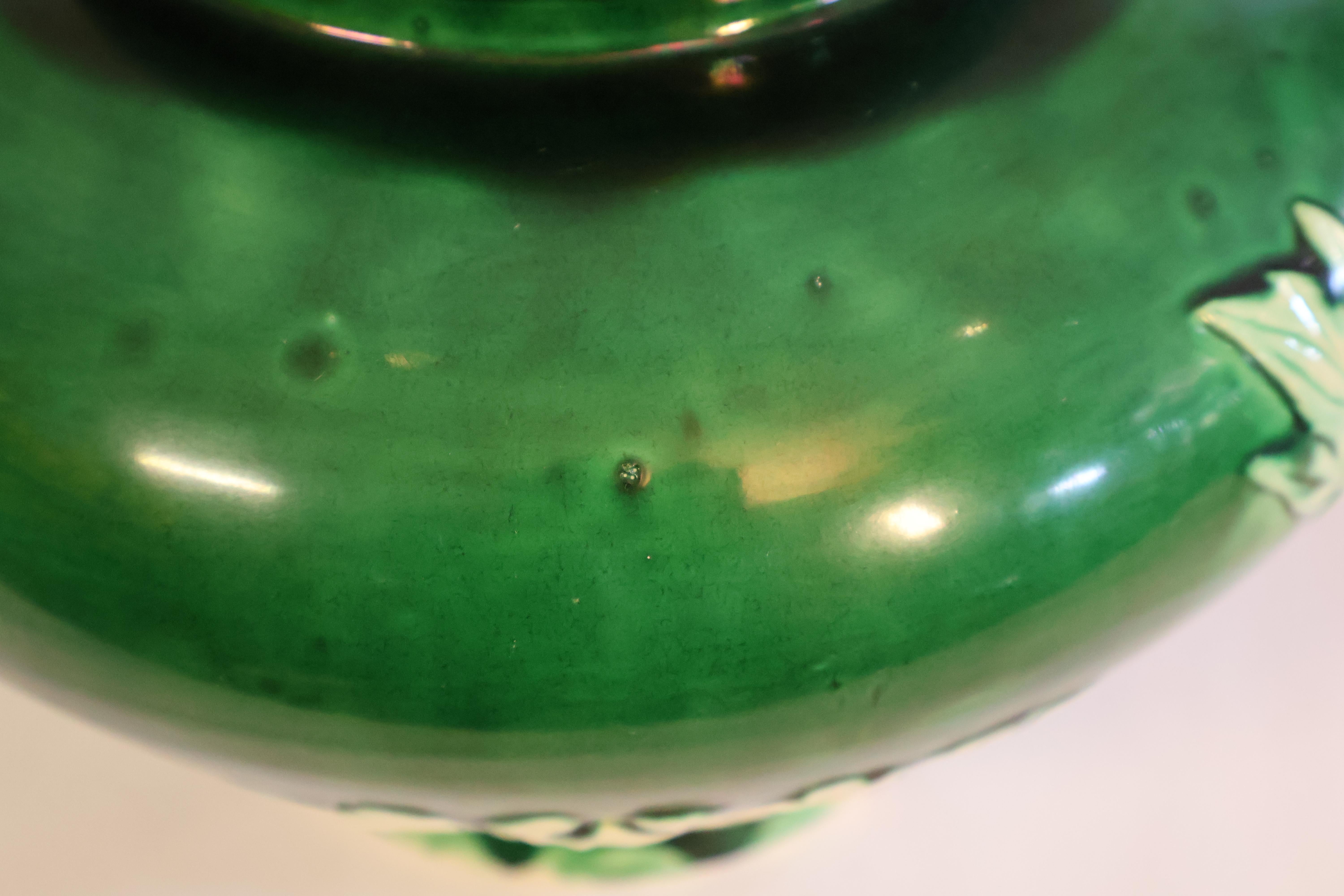 Large Danto-Awaji Pottery with Sprigged Peonies on a Green Ground For Sale 5