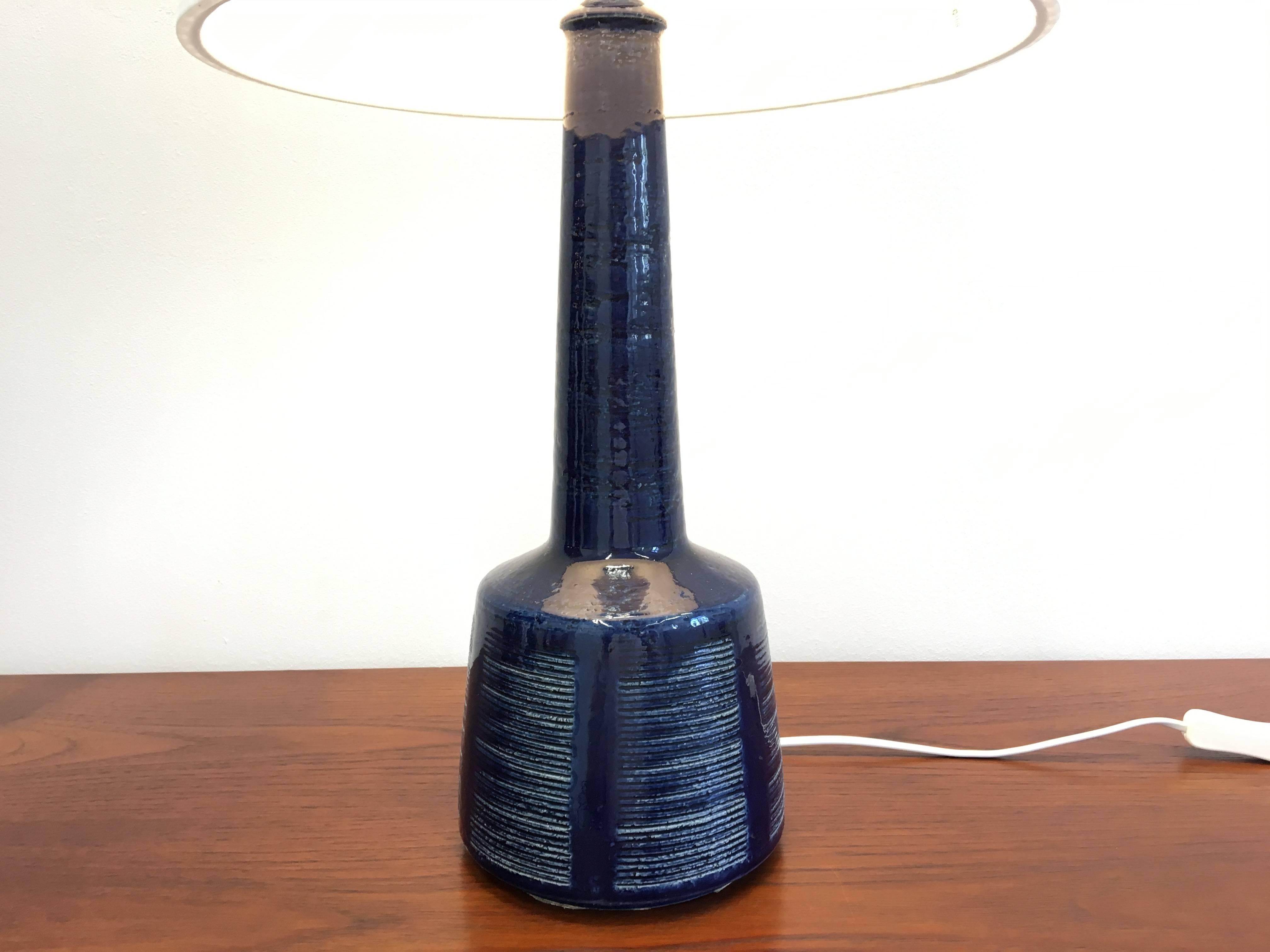 20th Century Large Dark Blue Danish Ceramic Table Lamp by Esben Klint for Palshus