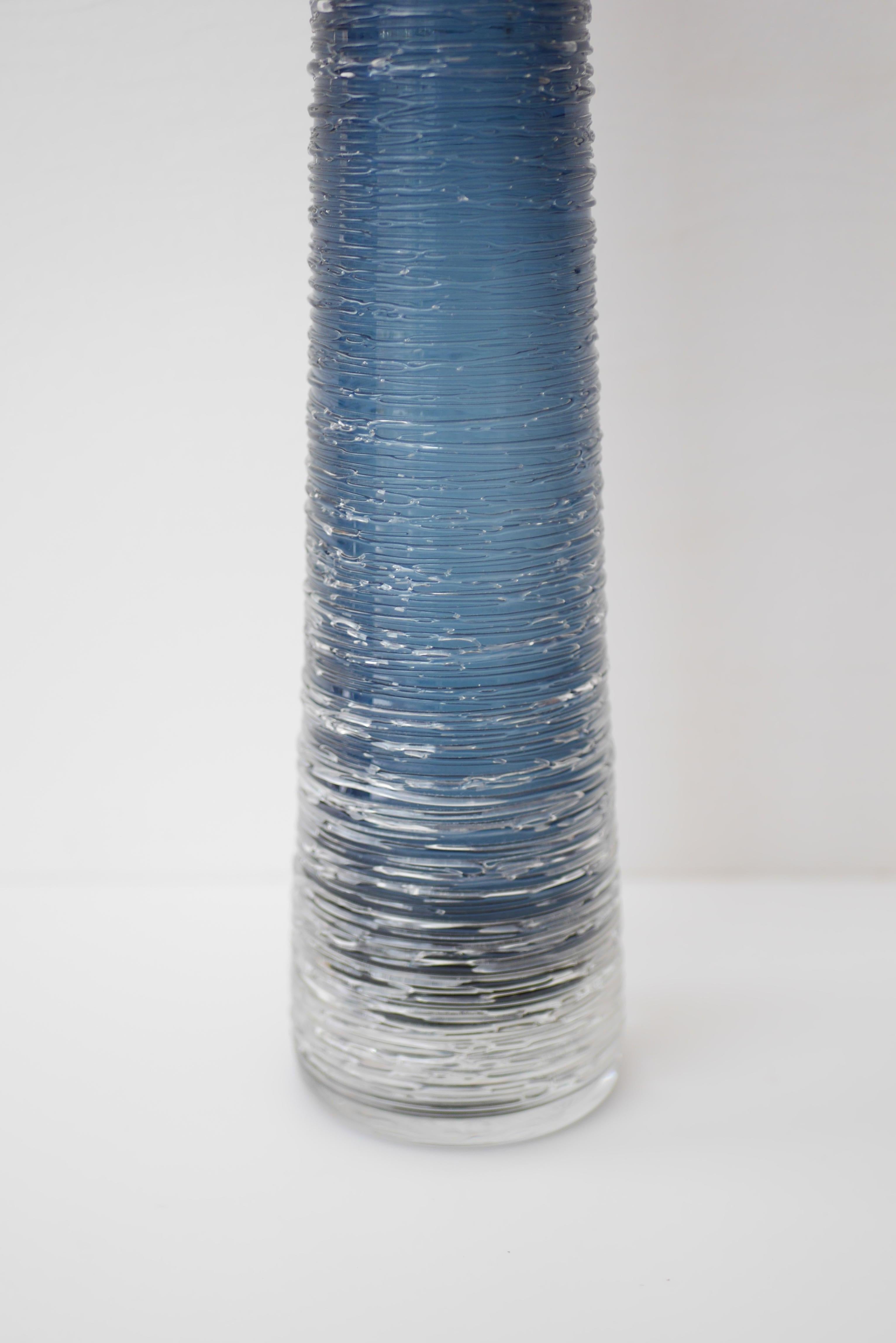 Large Dark Blue Glass Vase by Bengt Edenfalk for Skruf, Sweden, 1970s, Signed For Sale 5