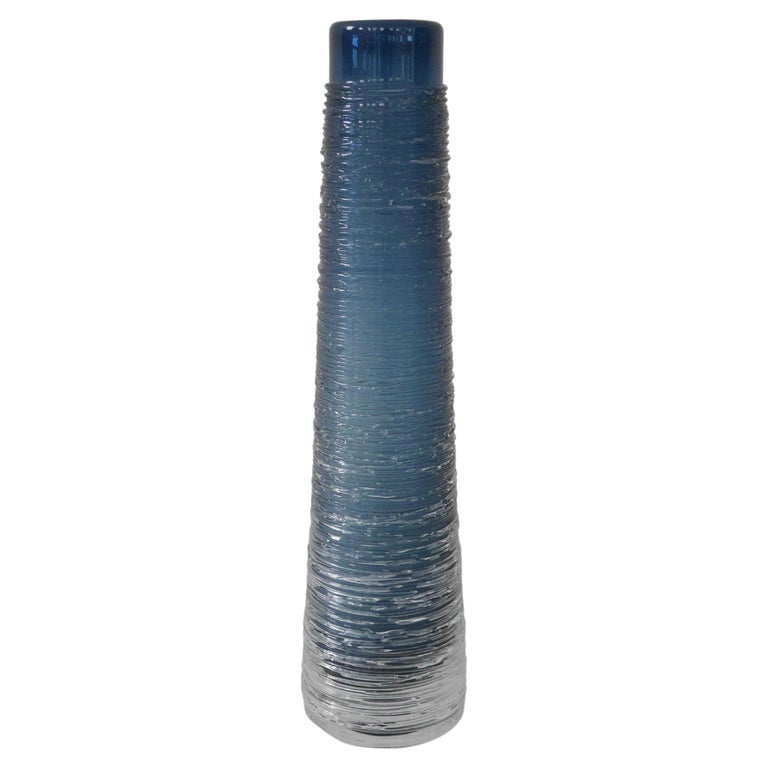 Large dark blue glass vase by Bengt Edenfalk for Skruf, Sweden, 1970s