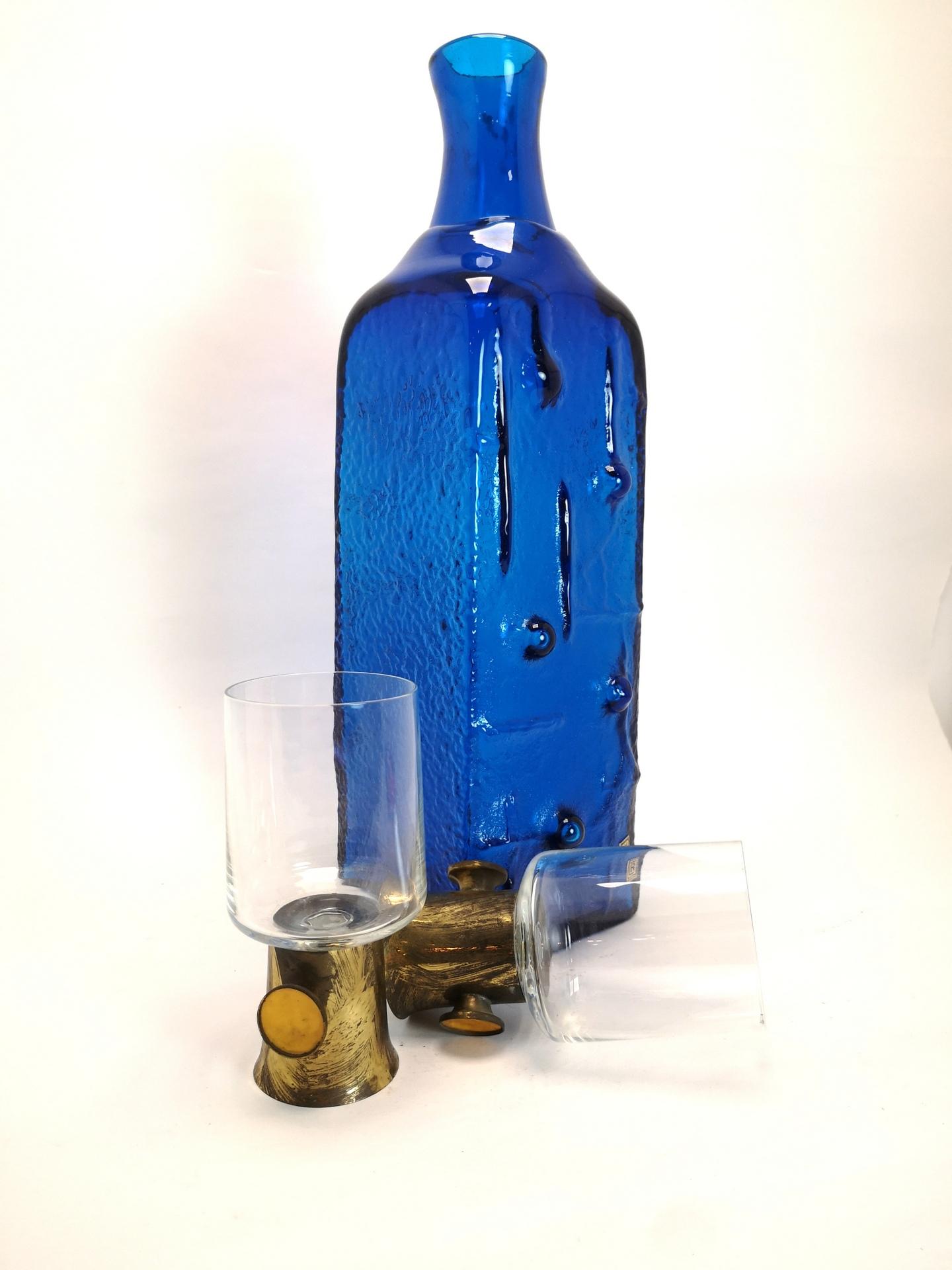 large blue glass bottle