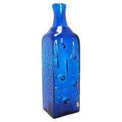 Large Dark Blue Mid-Century Hand Made Glass Bottle by Karol Holosko, 1960s