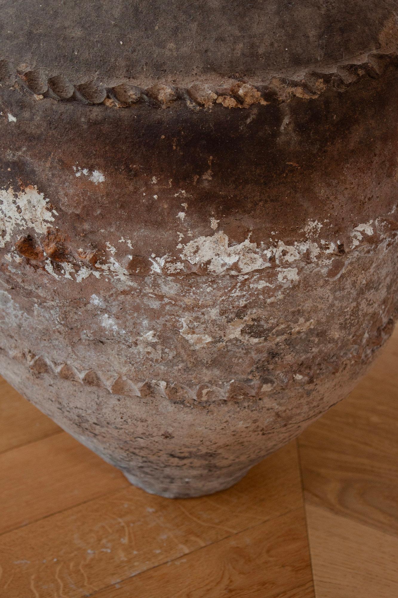 20th Century Large Dark Brown Mediteranian Ceramic Floor Vase in an Antique Style For Sale