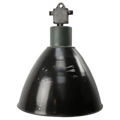 Large Dark Gray Enamel Vintage Industrial Pendant Light