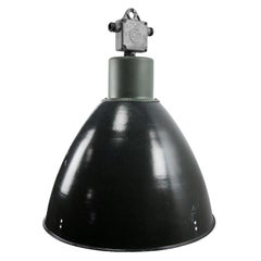 Large Dark Gray Enamel Vintage Industrial Pendant Light