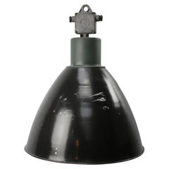 Large Dark Gray Enamel Vintage Industrial Pendant Light