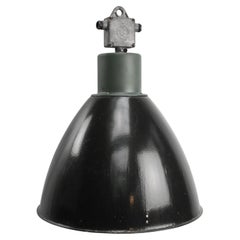 Large Dark Gray Enamel Vintage Industrial Pendant Light