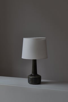 Large Dark Green Blue Glazed Stoneware Table Lamp by Palshus, Denmark, 1960s