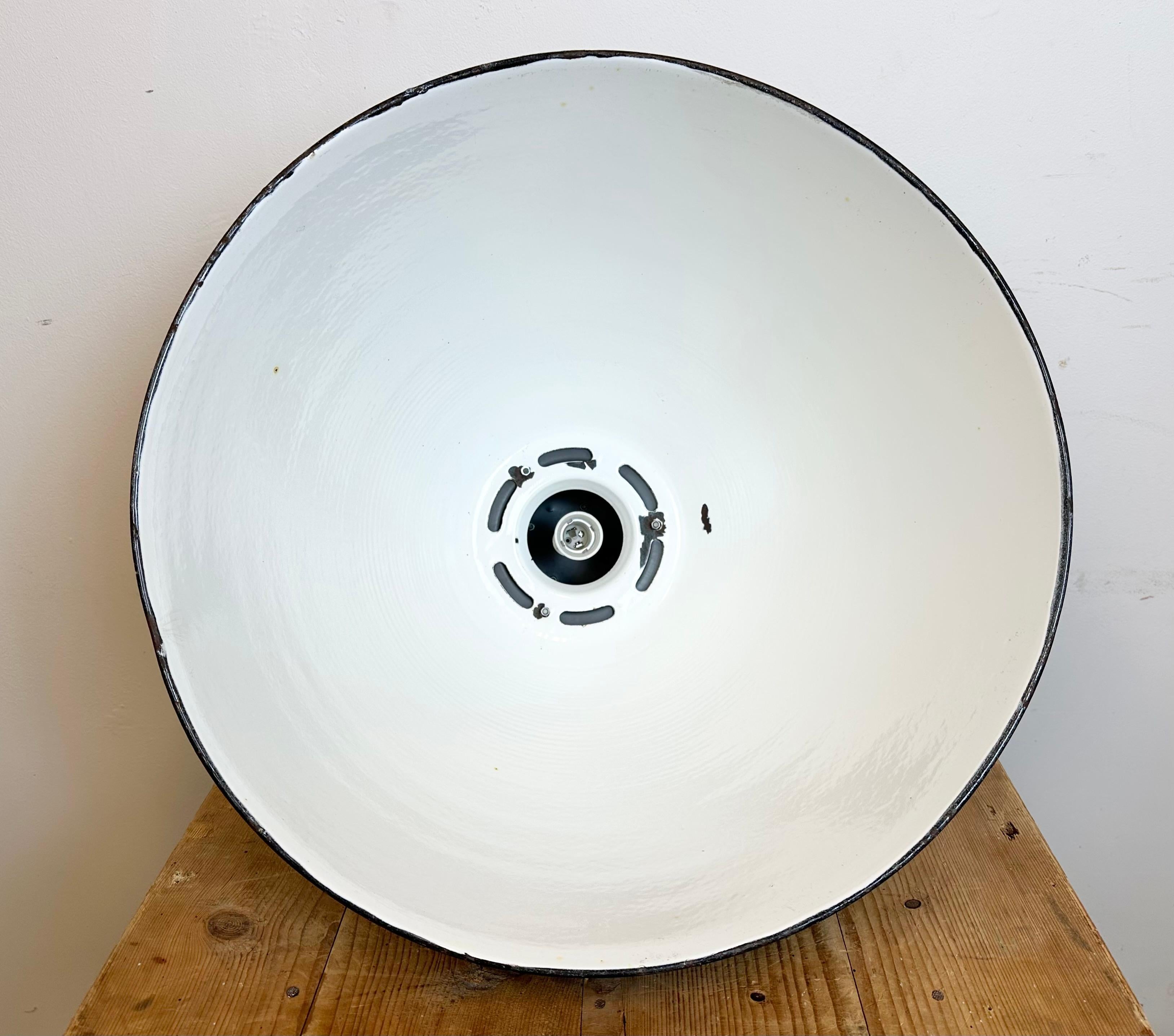 Large Dark Grey Enamel Industrial Factory Lamp from Elektrosvit, 1960s For Sale 12