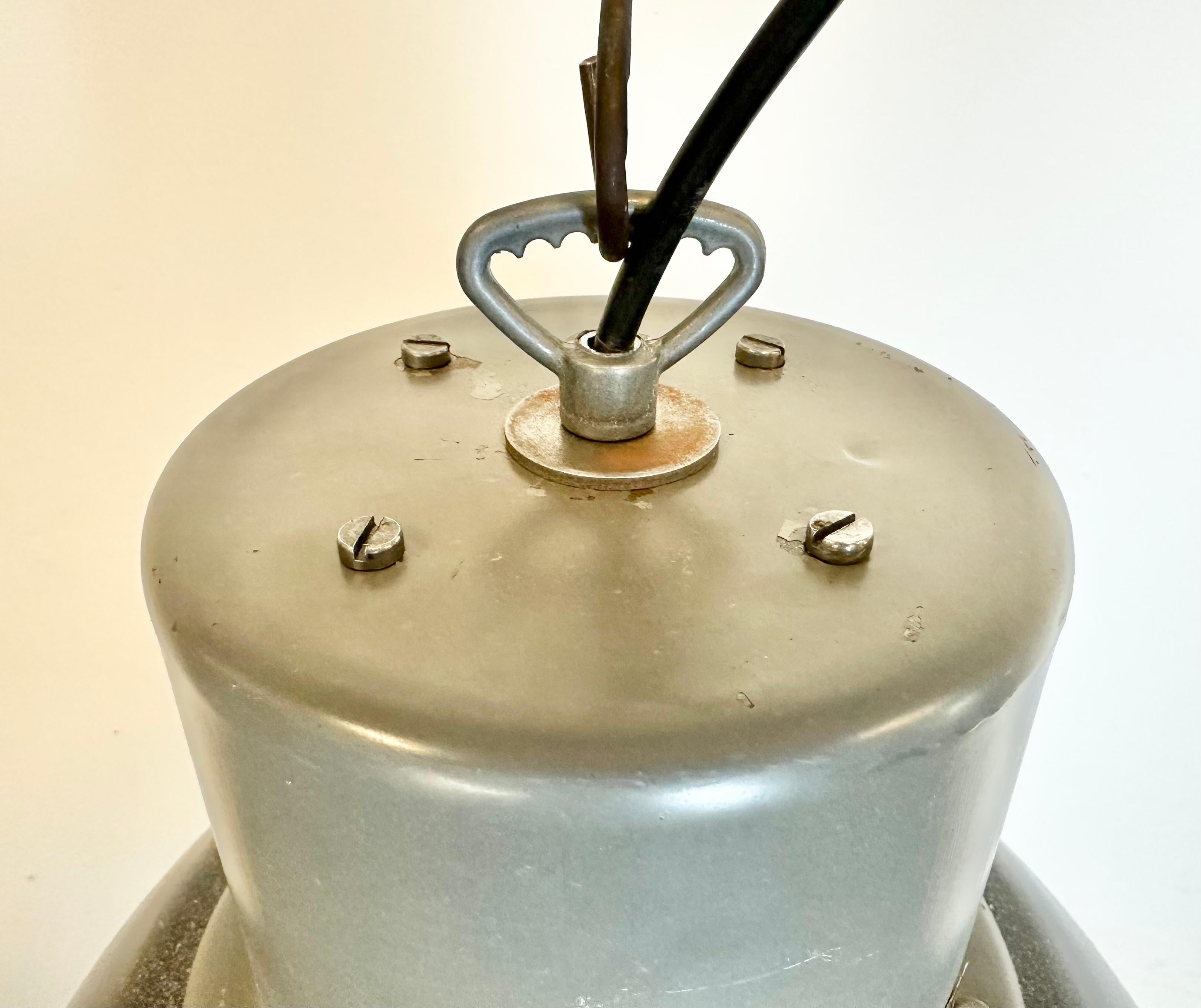 Large Dark Grey Enamel Industrial Factory Lamp from Elektrosvit, 1960s For Sale 1