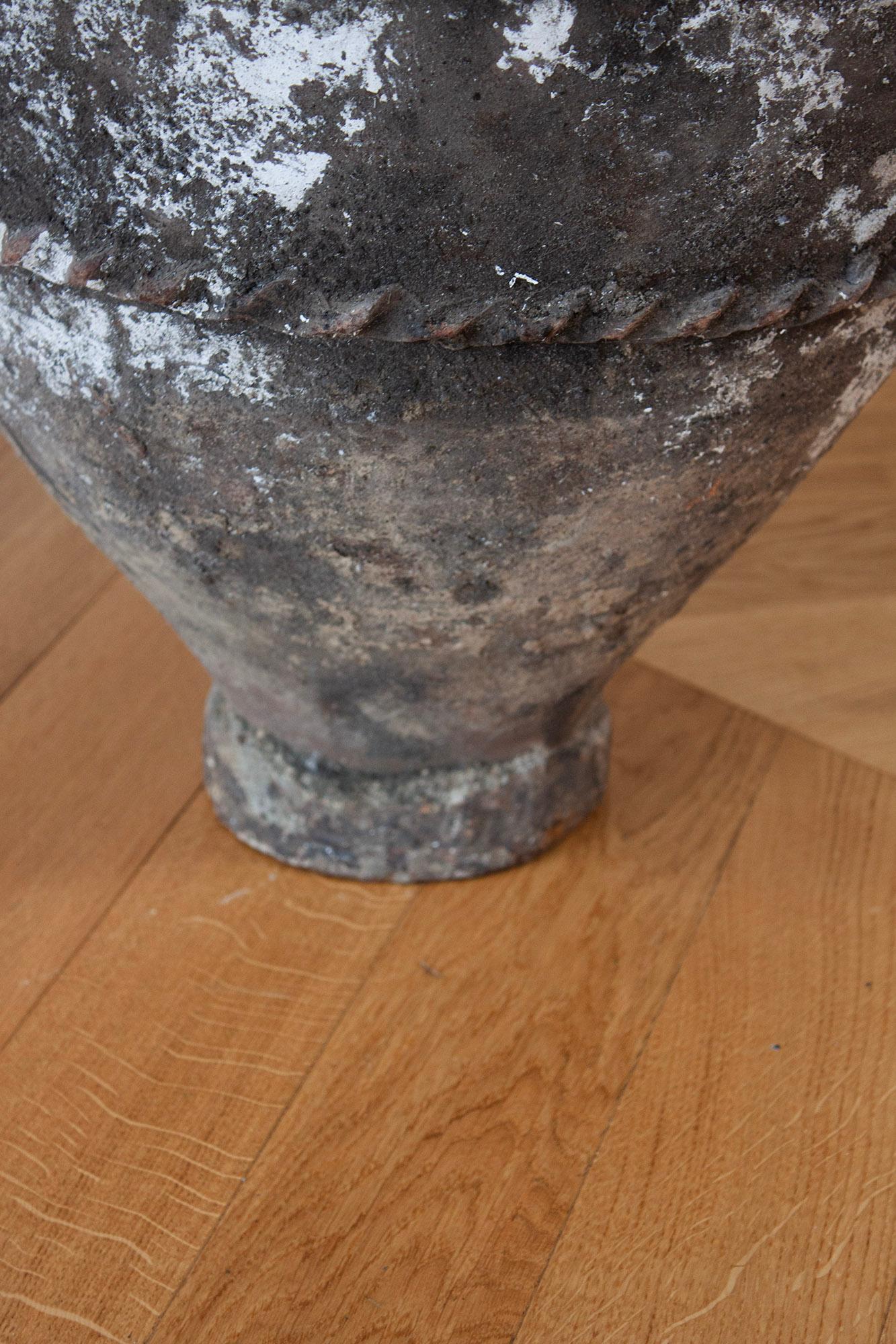 European Large Dark Mediteranian Ceramic Floor Vase in an Antique Style For Sale