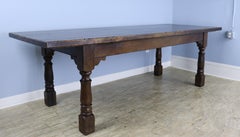 Large Dark Oak Farm Table with Turned Legs
