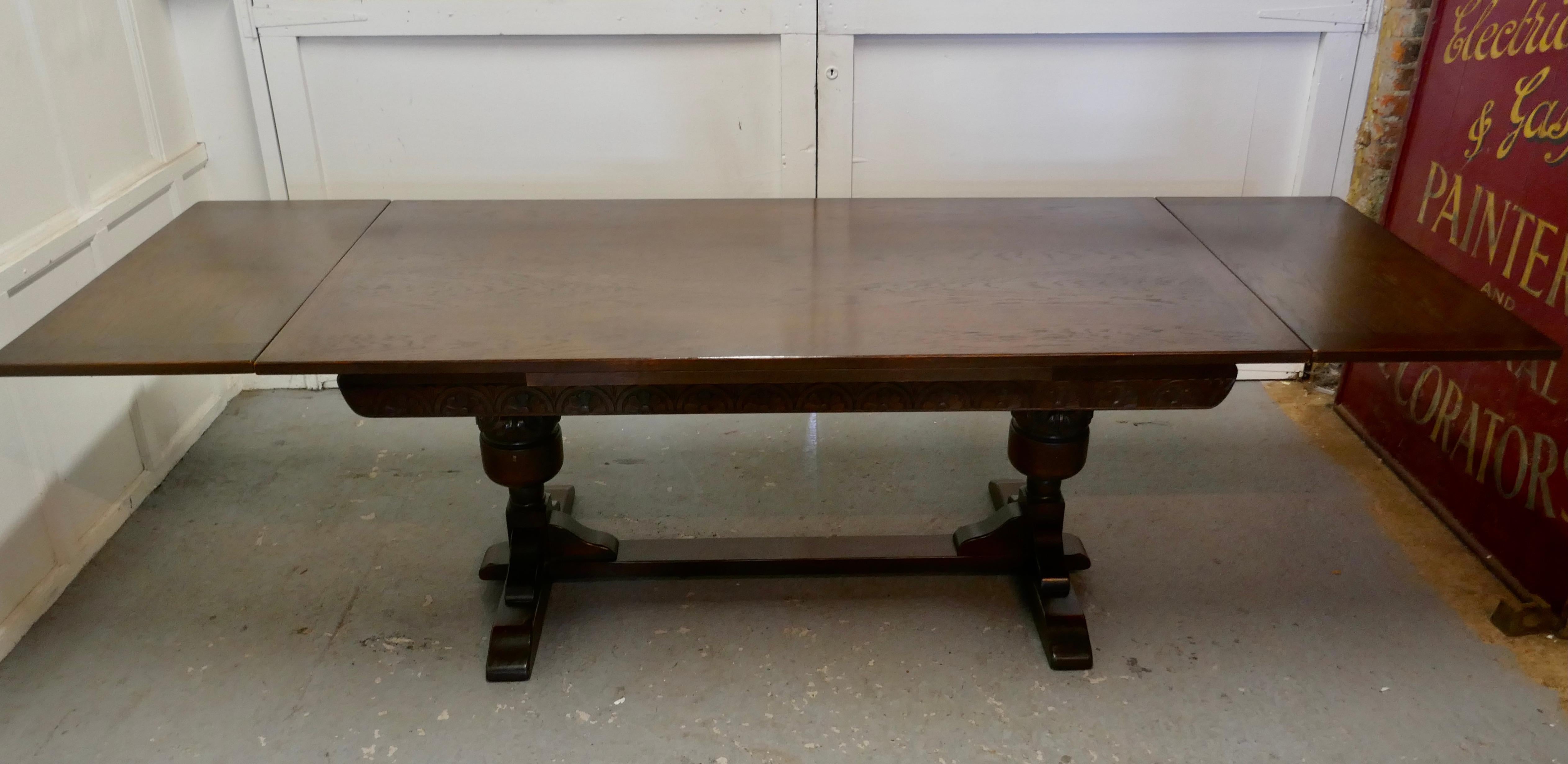 Gothic Large Dark Oak Refectory Extending Table