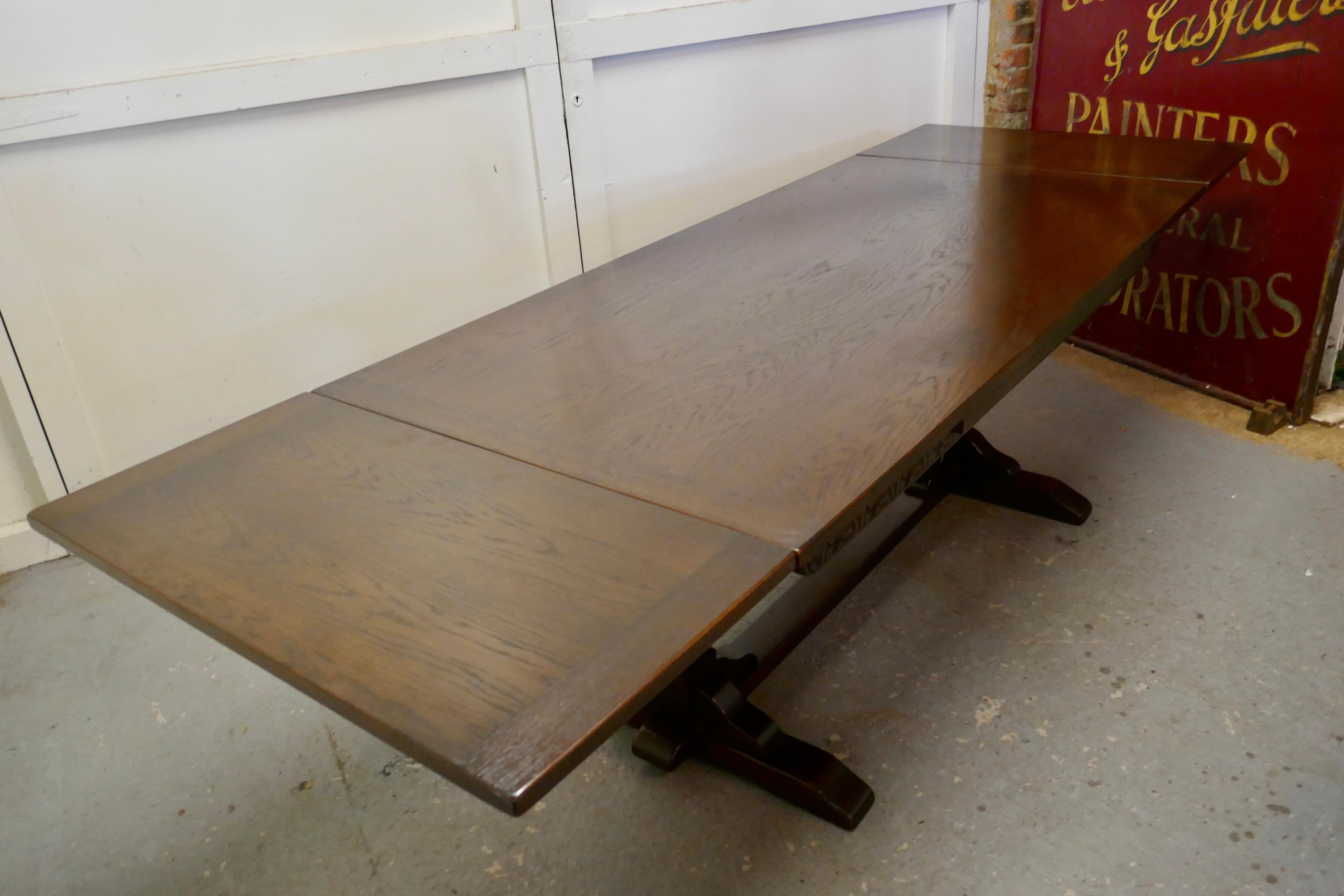 20th Century Large Dark Oak Refectory Extending Table