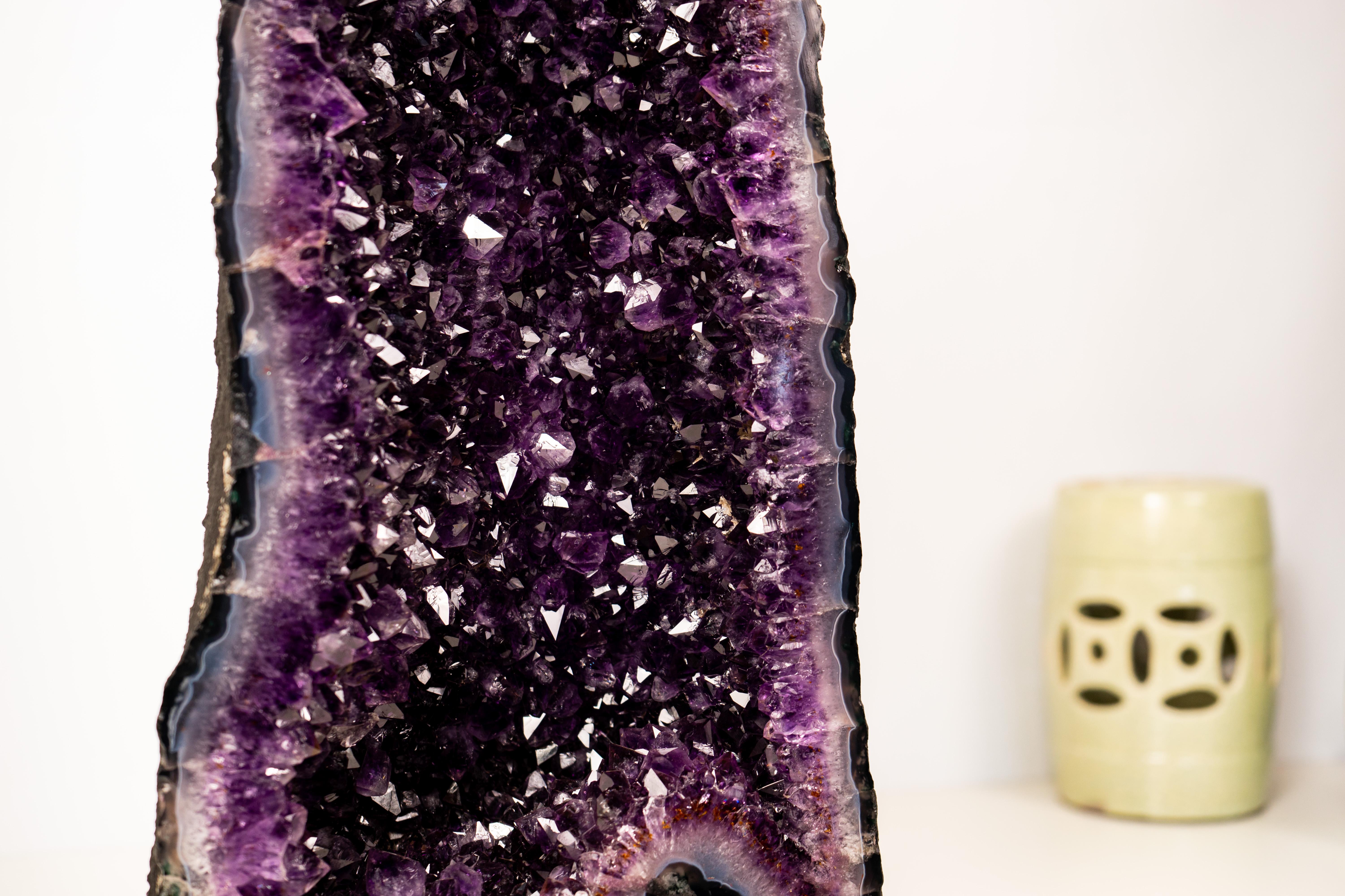 Geoda grande de amatista morada oscura (grado AAA) en Nuevo estado para la venta en Ametista Do Sul, BR