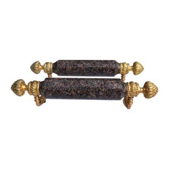 Large Dark Stone Shower Door Handles Bar Pulls Vintage Sherle Wagner circa 1970s