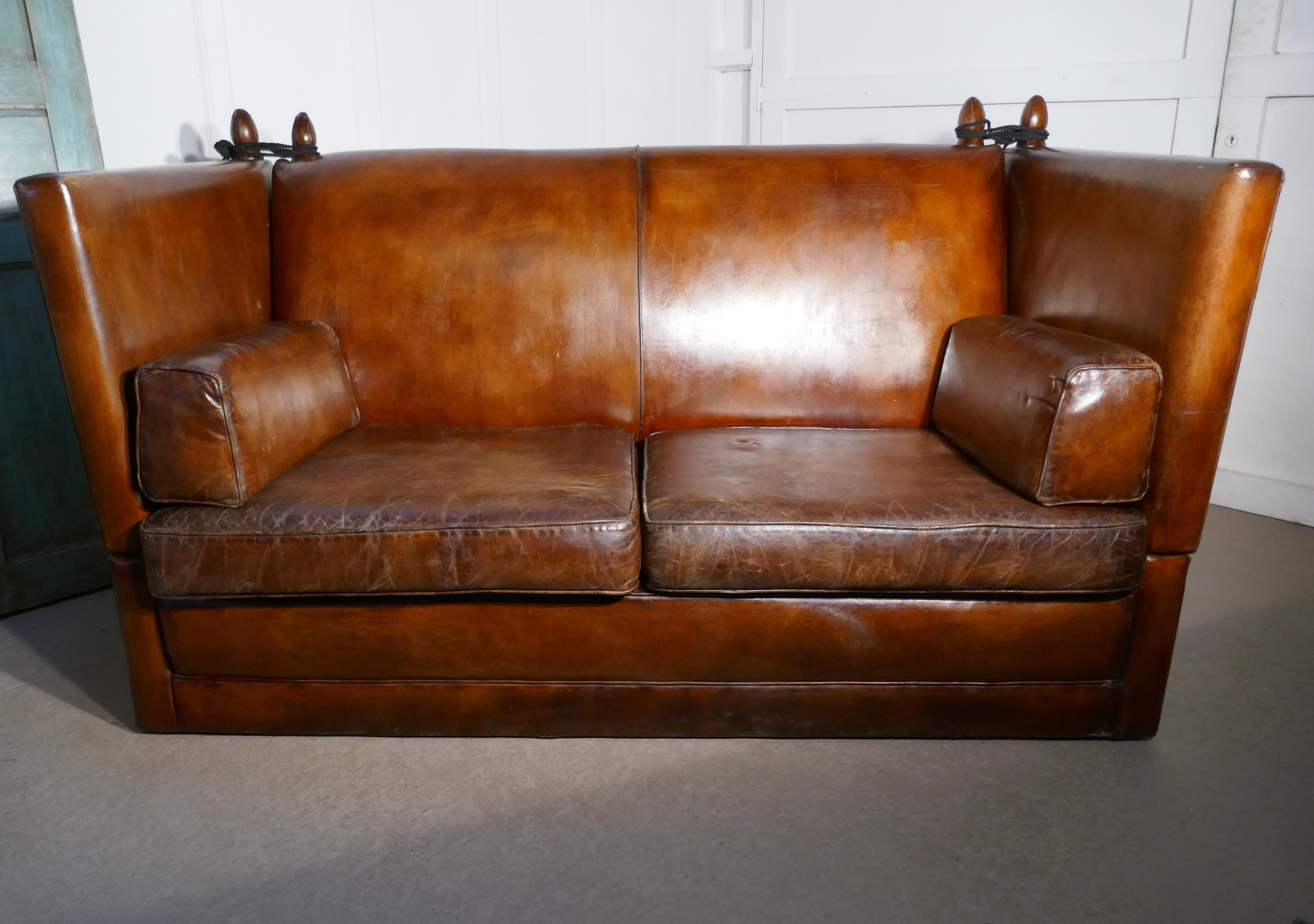 Country Large Dark Tan Leather Knole Settee