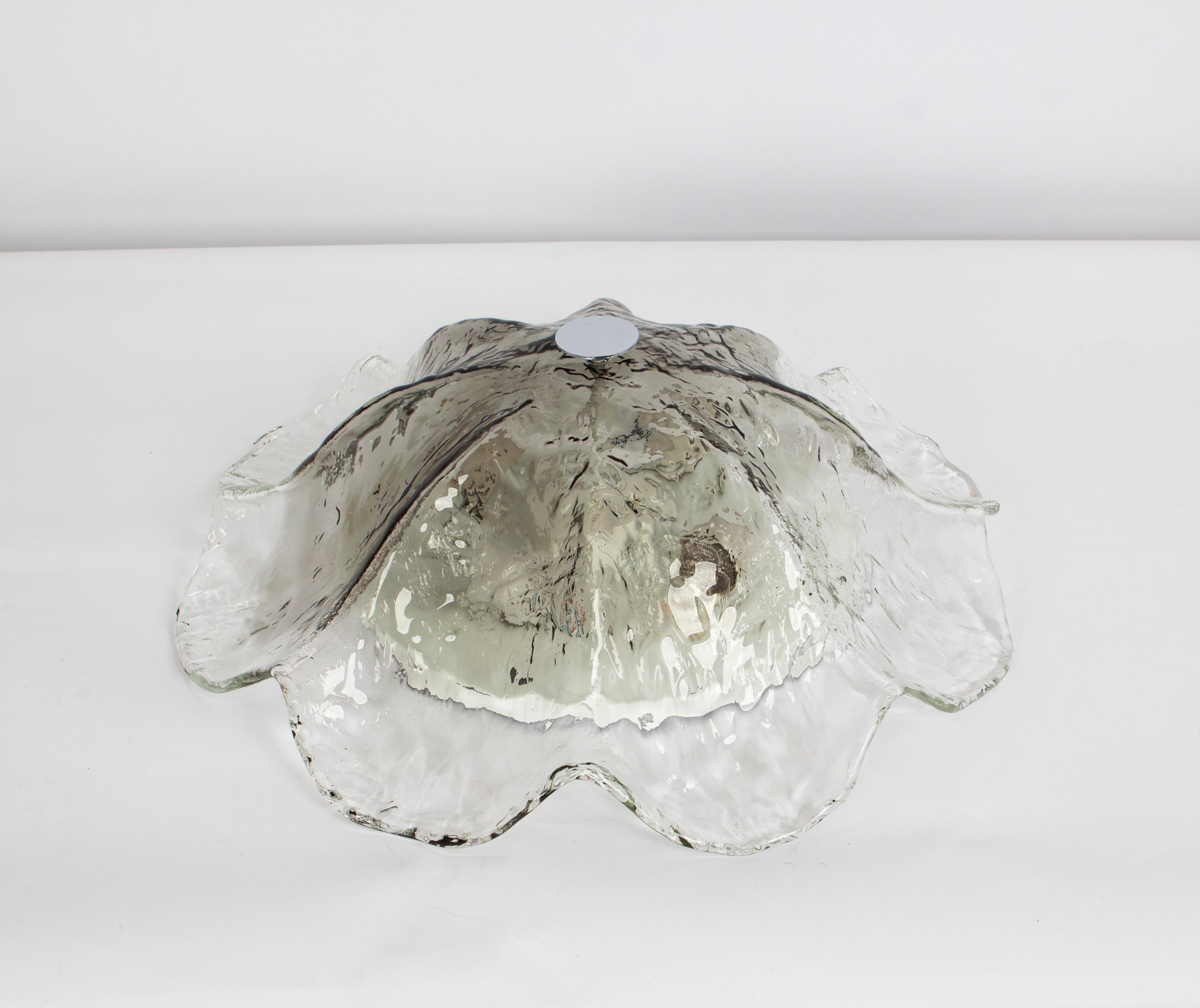 Mid-Century Modern Large Dark Toned Murano Glass Ceiling Fixture, Kaiser, Germany, 1970s For Sale