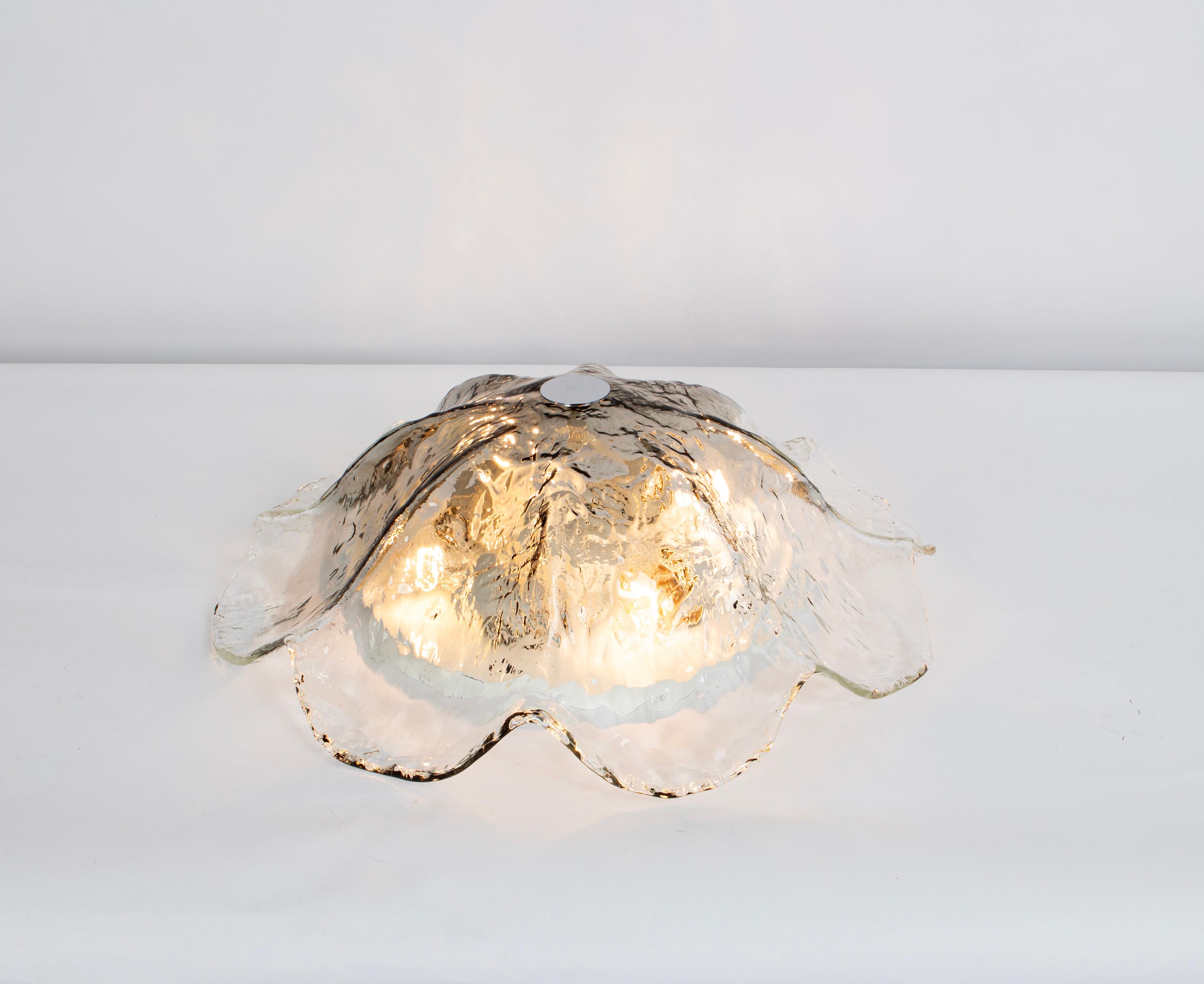 Late 20th Century Large Dark Toned Murano Glass Ceiling Fixture, Kaiser, Germany, 1970s For Sale