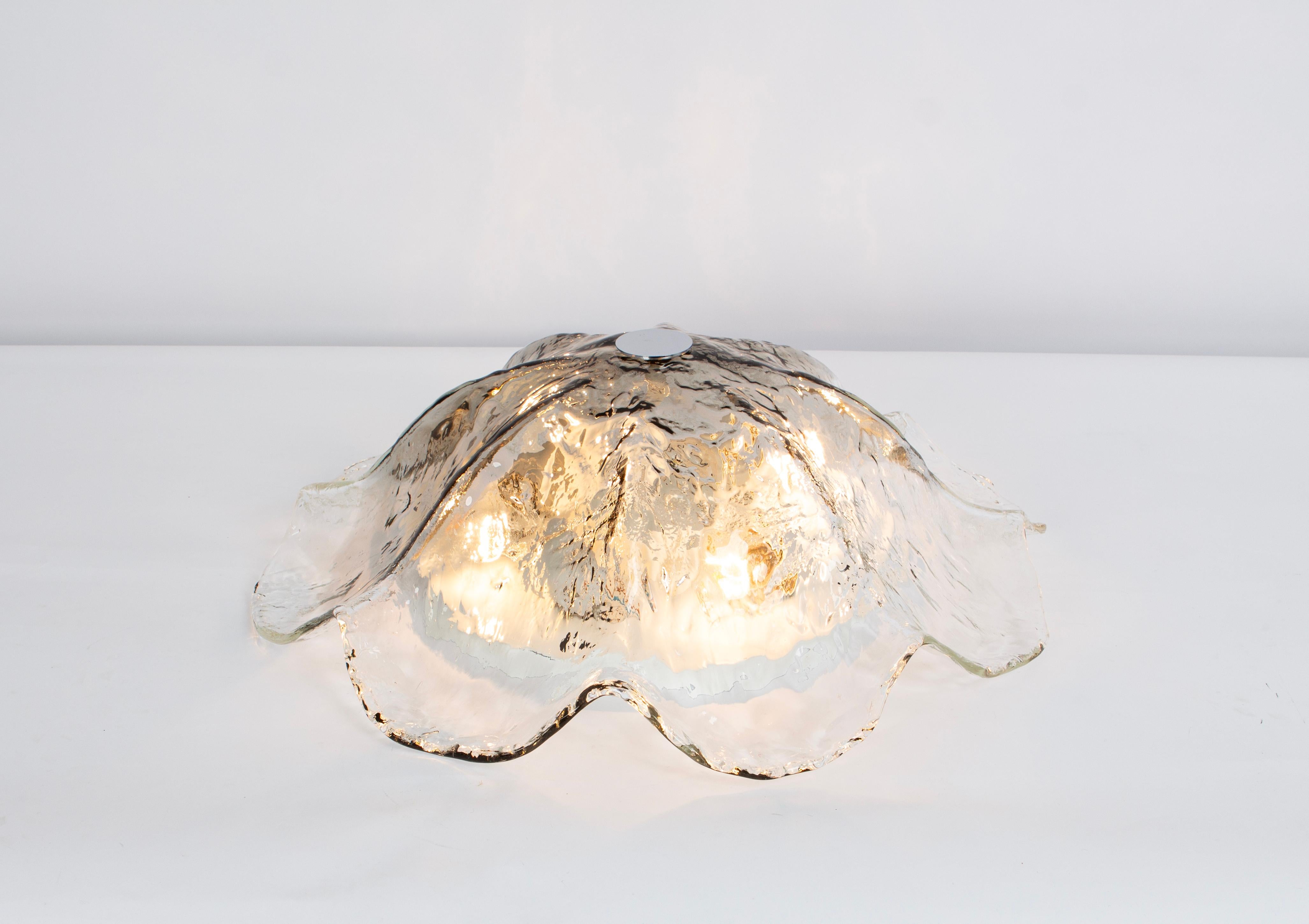 Metal Large Dark Toned Murano Glass Ceiling Fixture, Kaiser, Germany, 1970s For Sale
