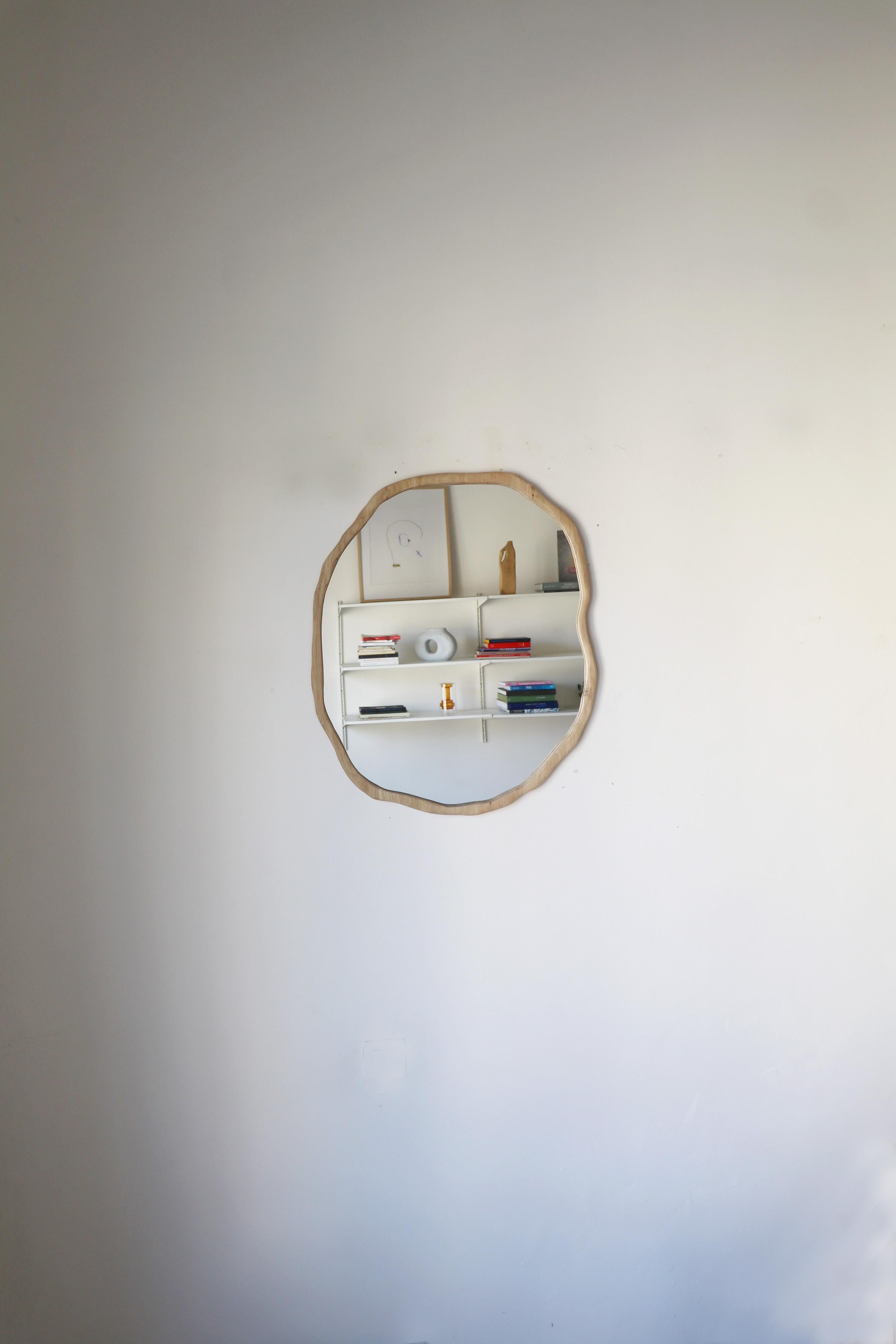 Contemporary Large Dark Varnish Ondulation Mirror by Alice Lahana Studio