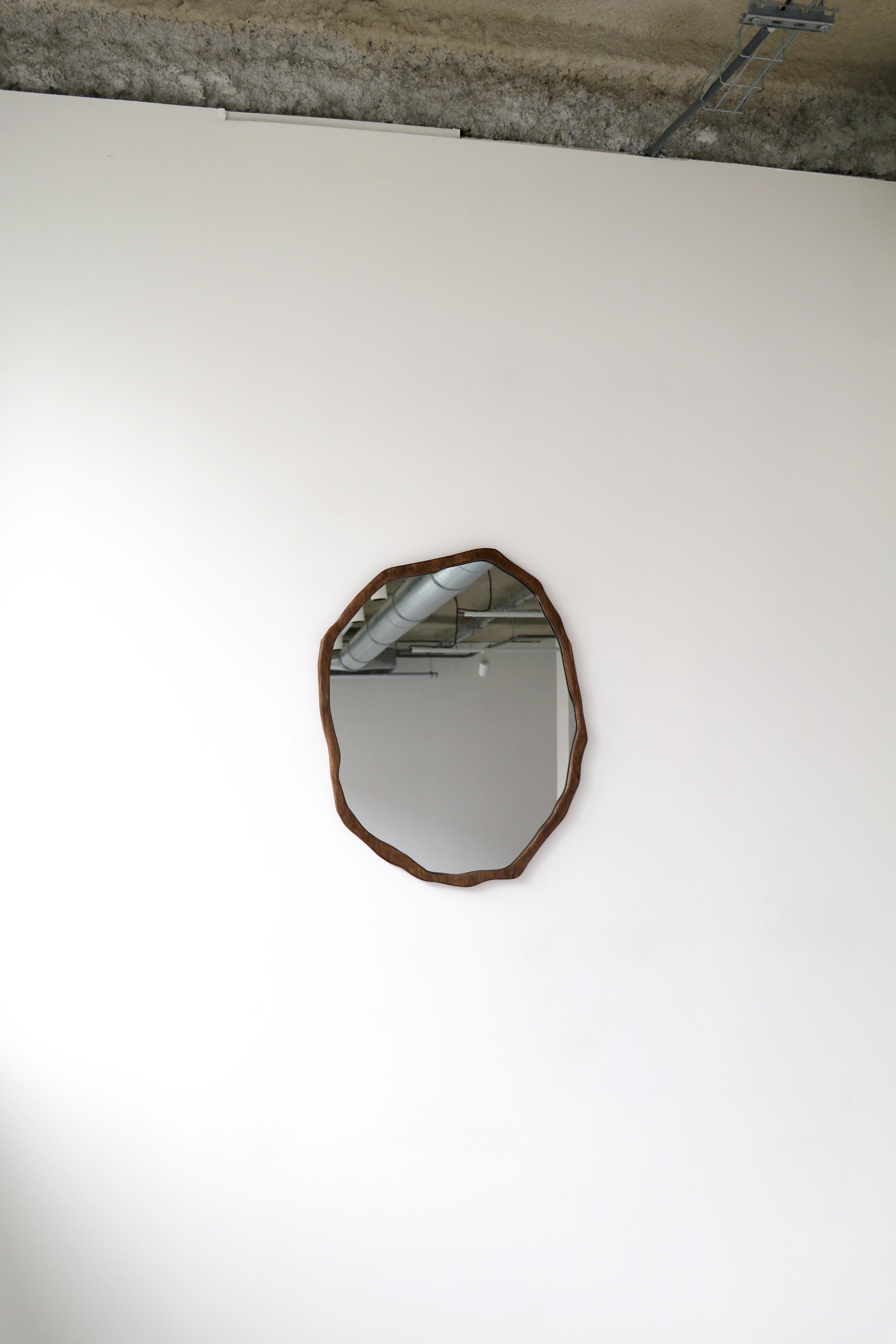 French Large Dark Varnish Ondulation Mirror by Alice Lahana Studio For Sale