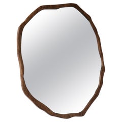 Large Dark Varnish Ondulation Mirror by Alice Lahana Studio