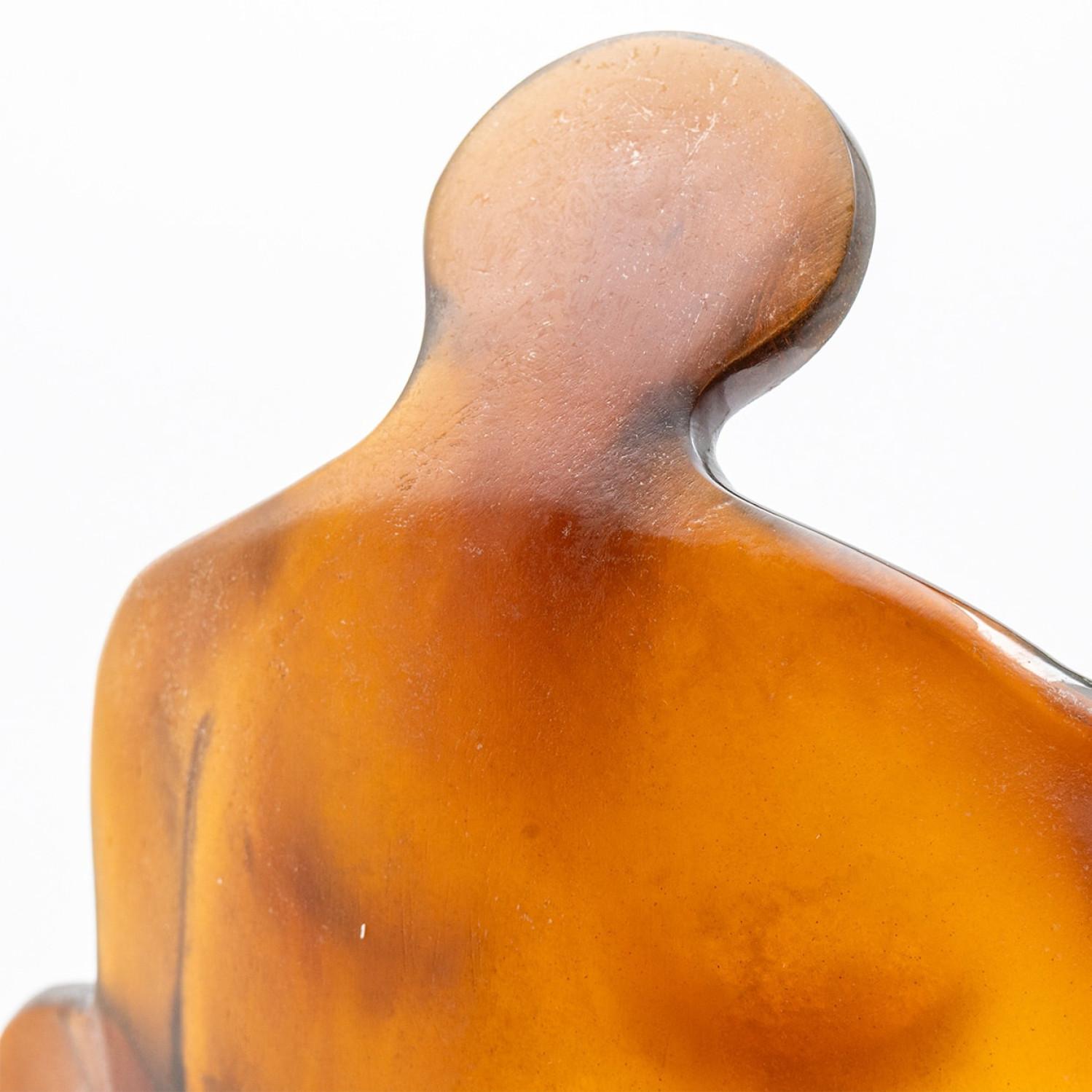 Große Daum Kunstglas-Silhouette Skulptur Bernstein Braun, Frankreich (Französisch) im Angebot